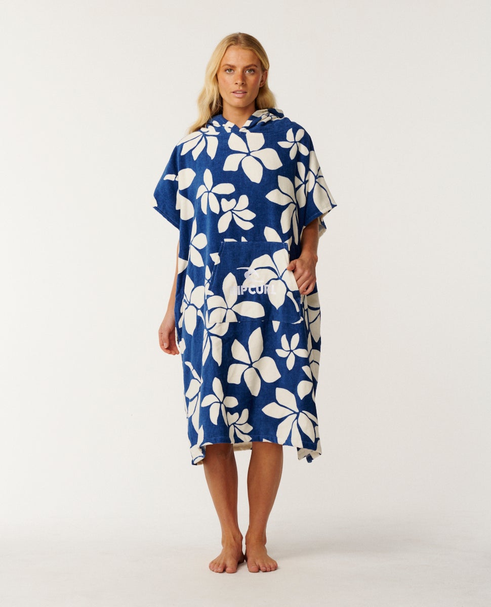 Mixed Hooded Towel Mid Blue/Off White - Image 1