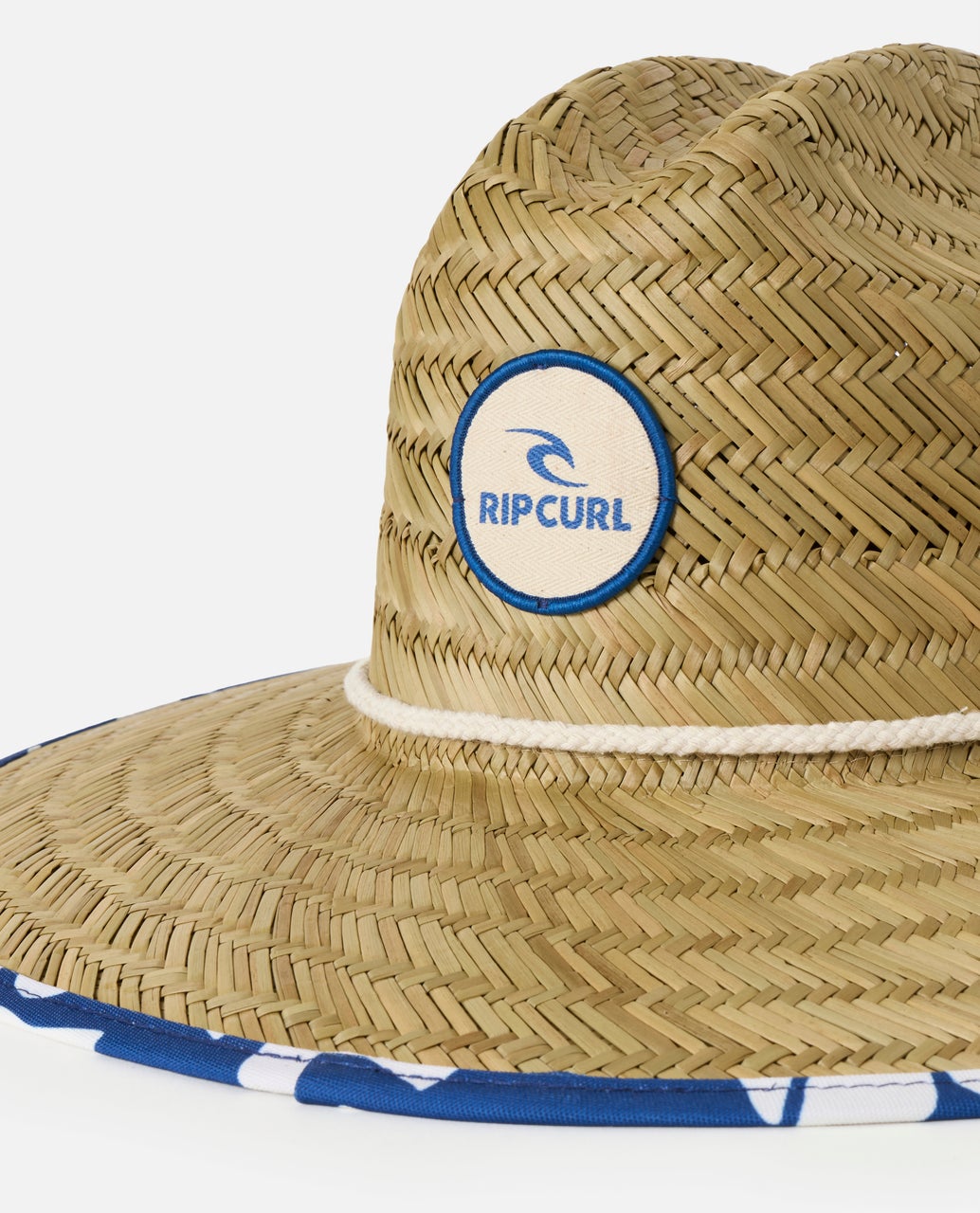 Mixed Straw Sun Hat Blue/Off White - Image 4