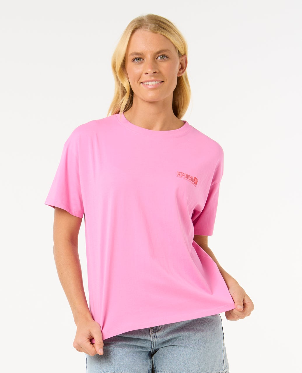 Womens Ocean Tech Relaxed Tee Pink - Image 1