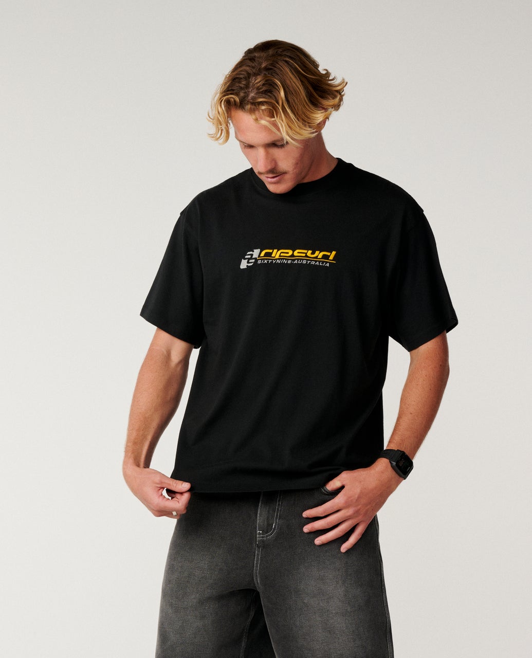 Archive 69 Embroid Loose Tee Black - Image 1