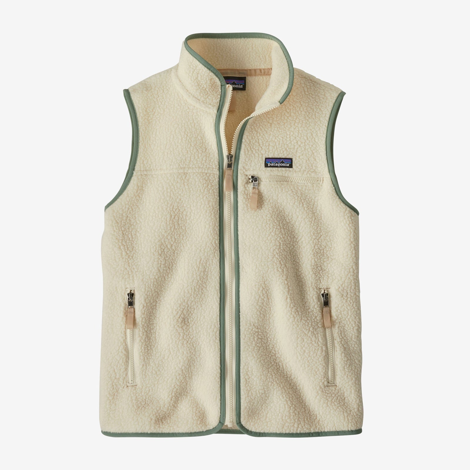 Womens Retro Pile Vest Natural / Ellwood Green - Image 1