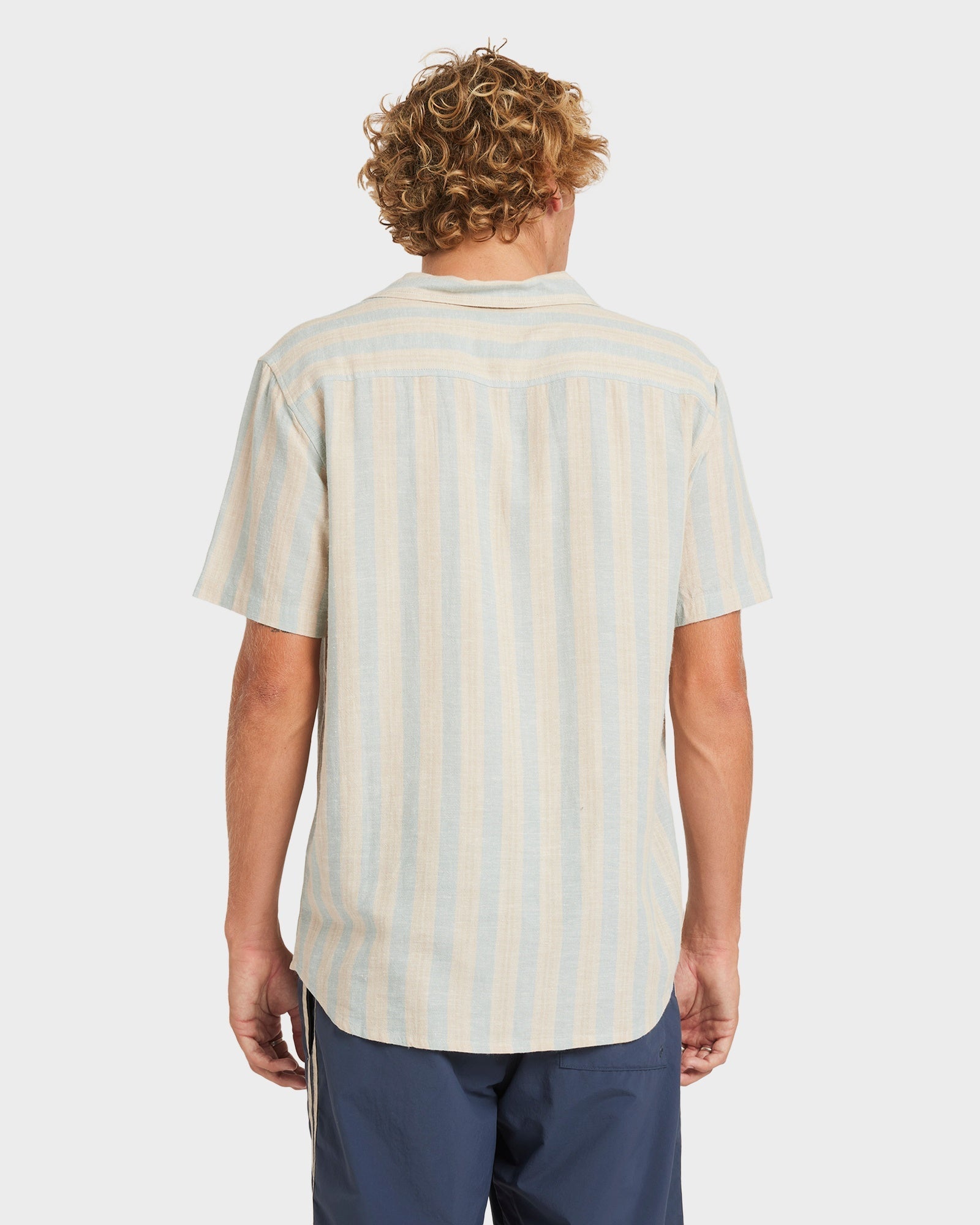 Mens Beat Stripe Dress Shirt Chambray - Image 2