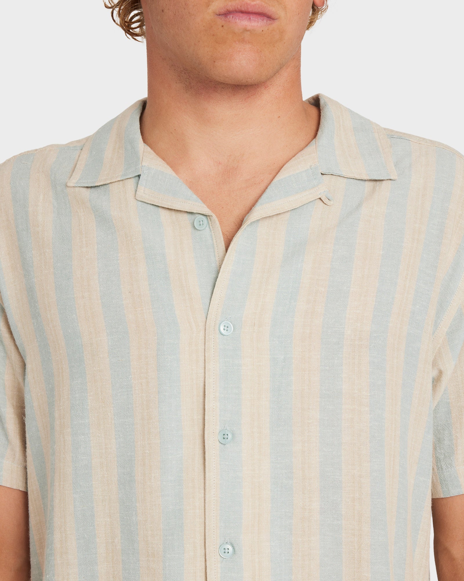 Mens Beat Stripe Dress Shirt Chambray - Image 4