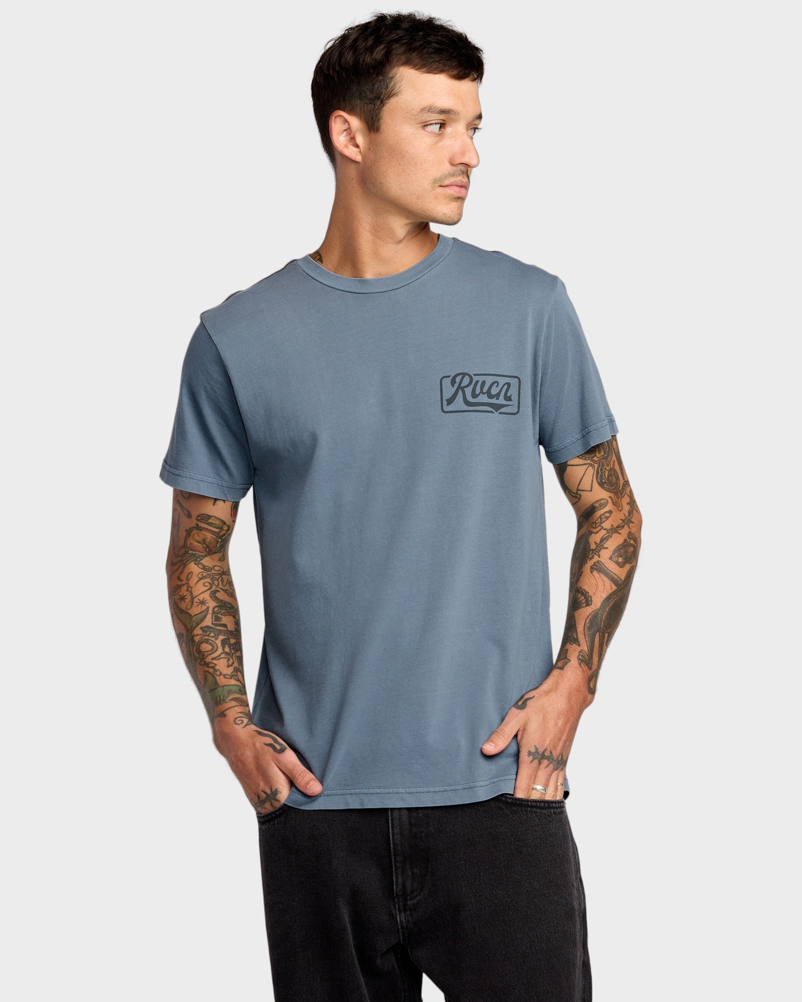Mens Frame Up T Shirt Vintage Navy - Image 10