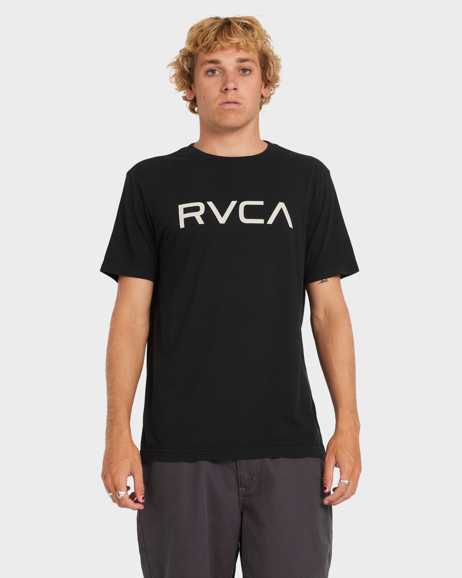 Mens Big Rvca T Shirt Black - Image 6