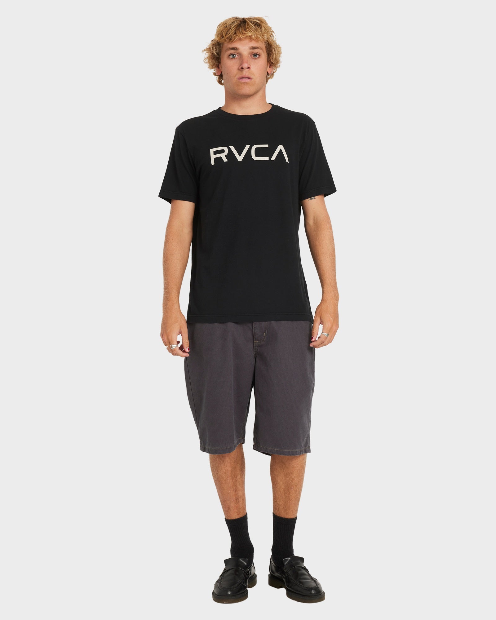 Mens Big Rvca T Shirt Black - Image 10