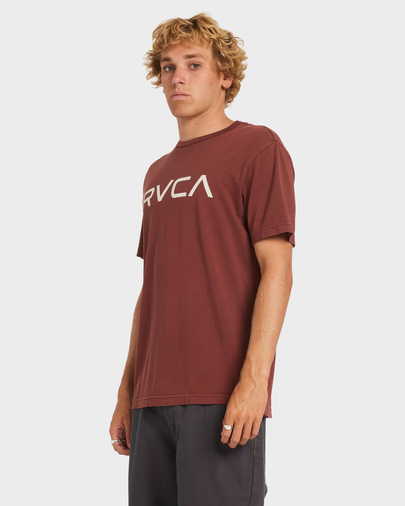 Mens Big Rvca T Shirt Red Earth - Image 12