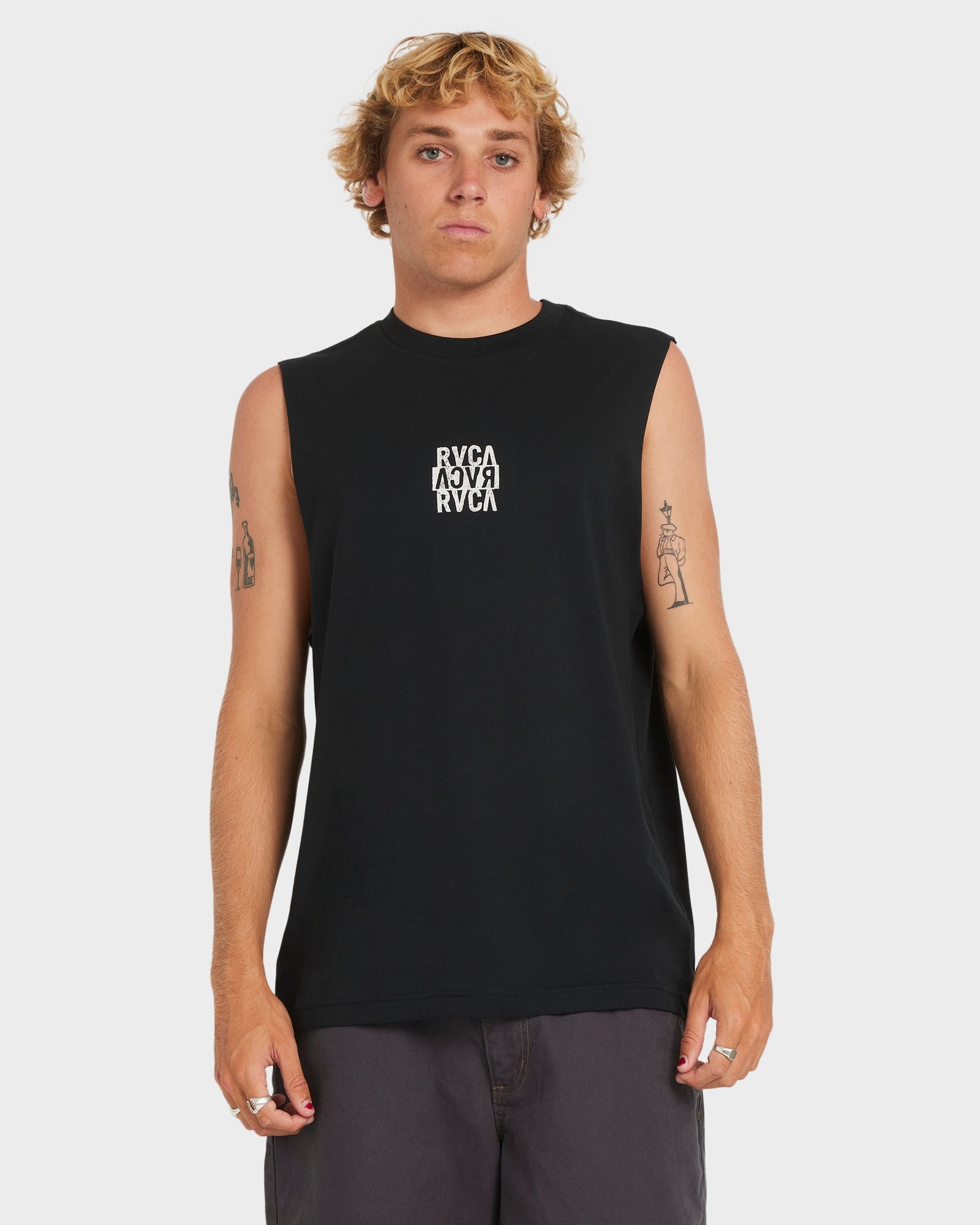 Mens Staxed Muscle T Shirt Black - Image 1