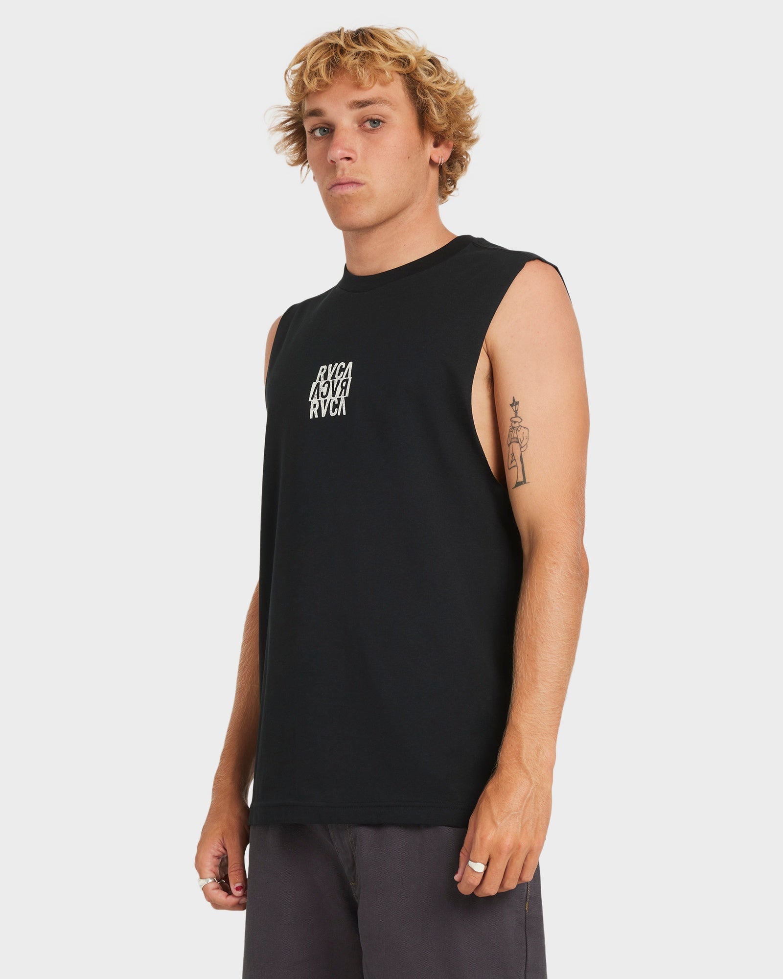 Mens Staxed Muscle T Shirt Black - Image 2