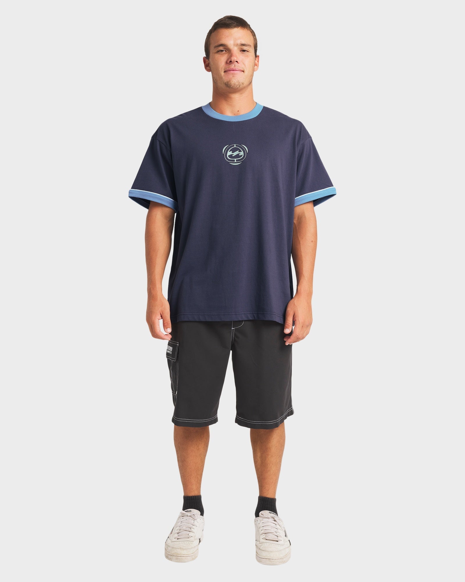 Mens Spec Ringer T Shirt Vintage Navy - Image 6