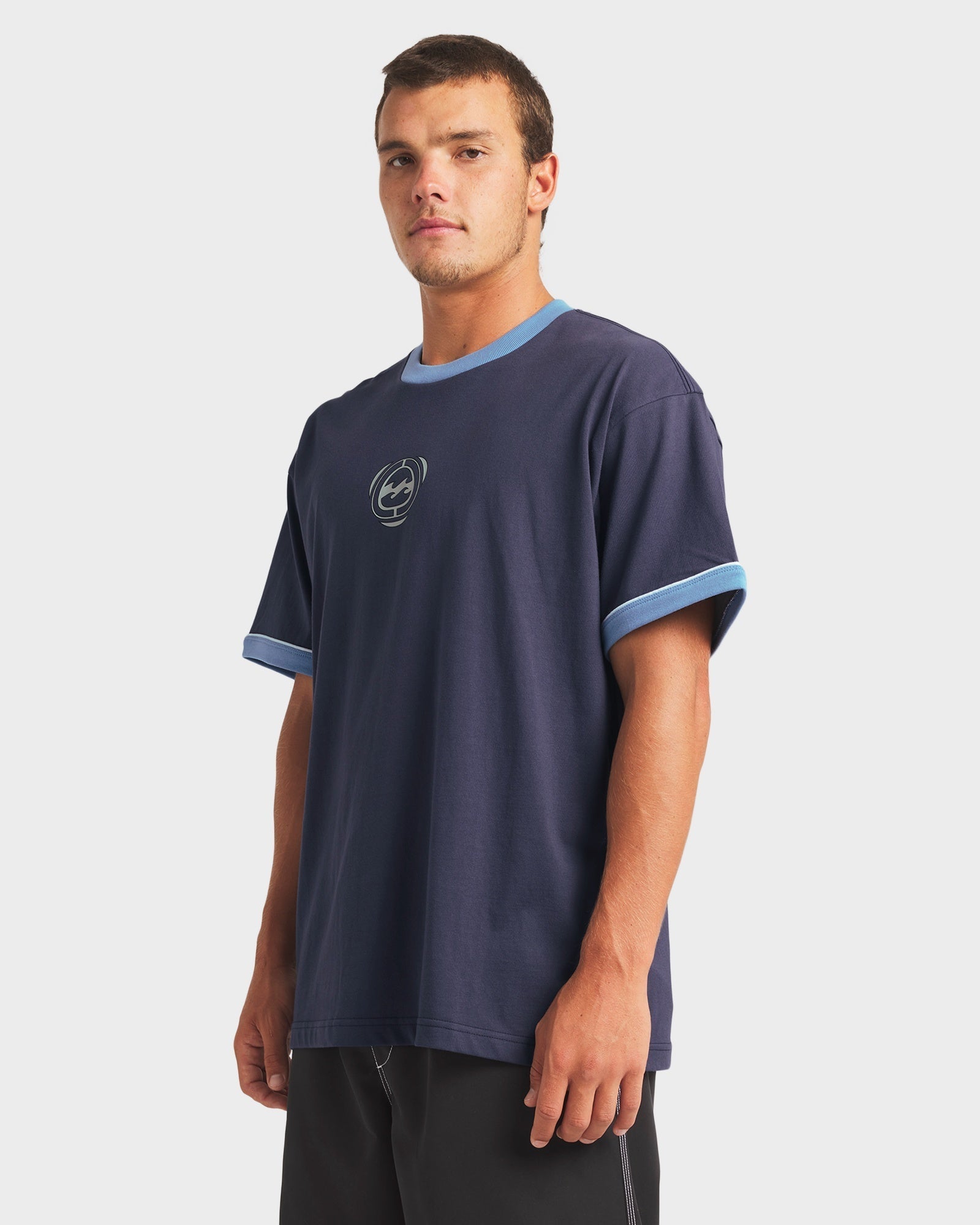 Mens Spec Ringer T Shirt Vintage Navy - Image 4