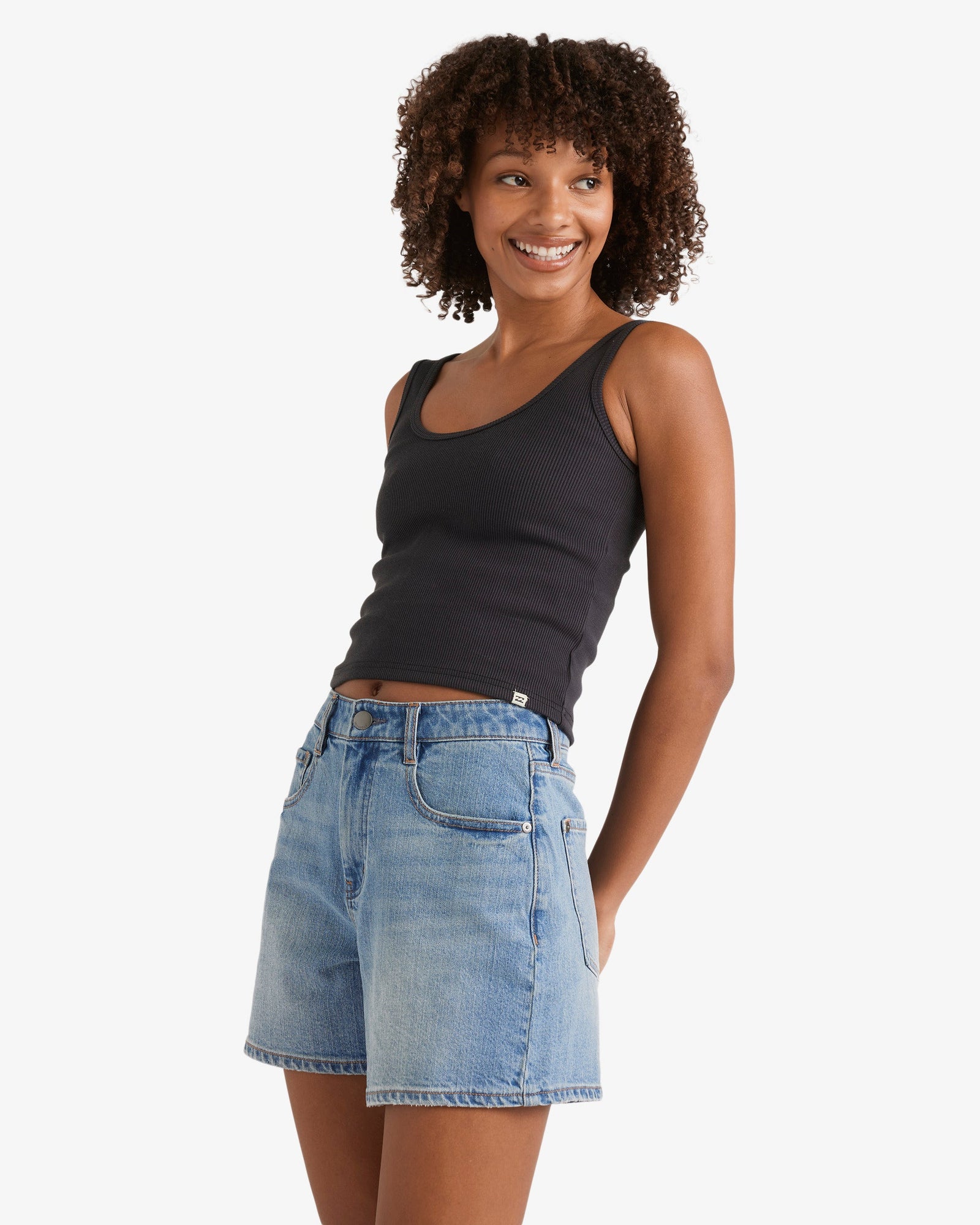Womens Shifter Denim Shorts Shaded Wash - Image 4