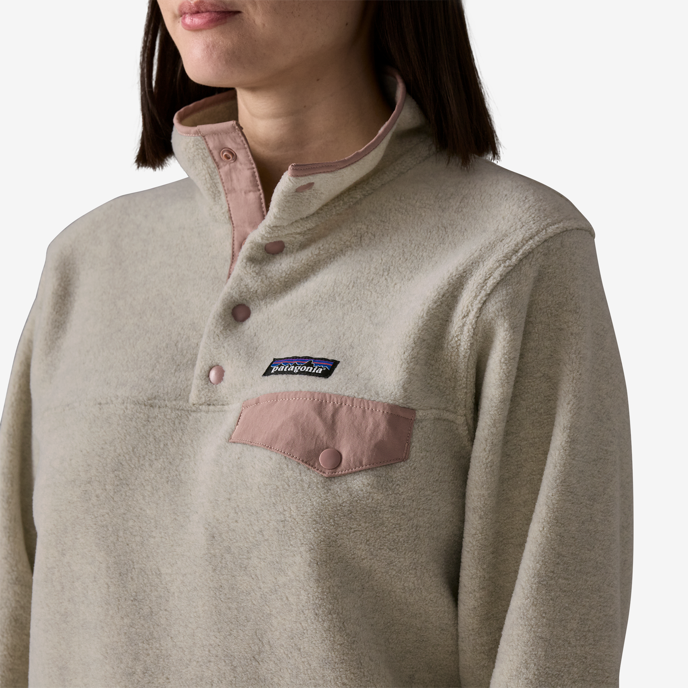 Women's Lightweight Synchilla Snap-T Fleece Pullover Oatmeal Heather w/Moonrise Taupe - Image 5