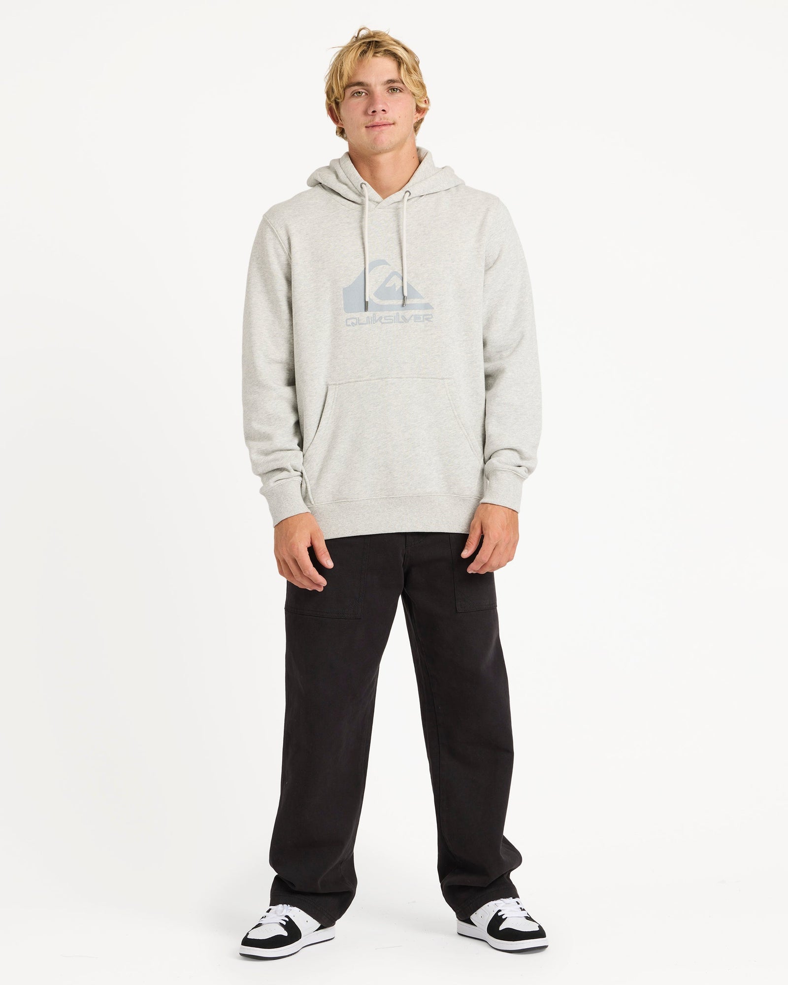 Mens Comp Logo Hooded Jumper Light Grey Heather - Image 19
