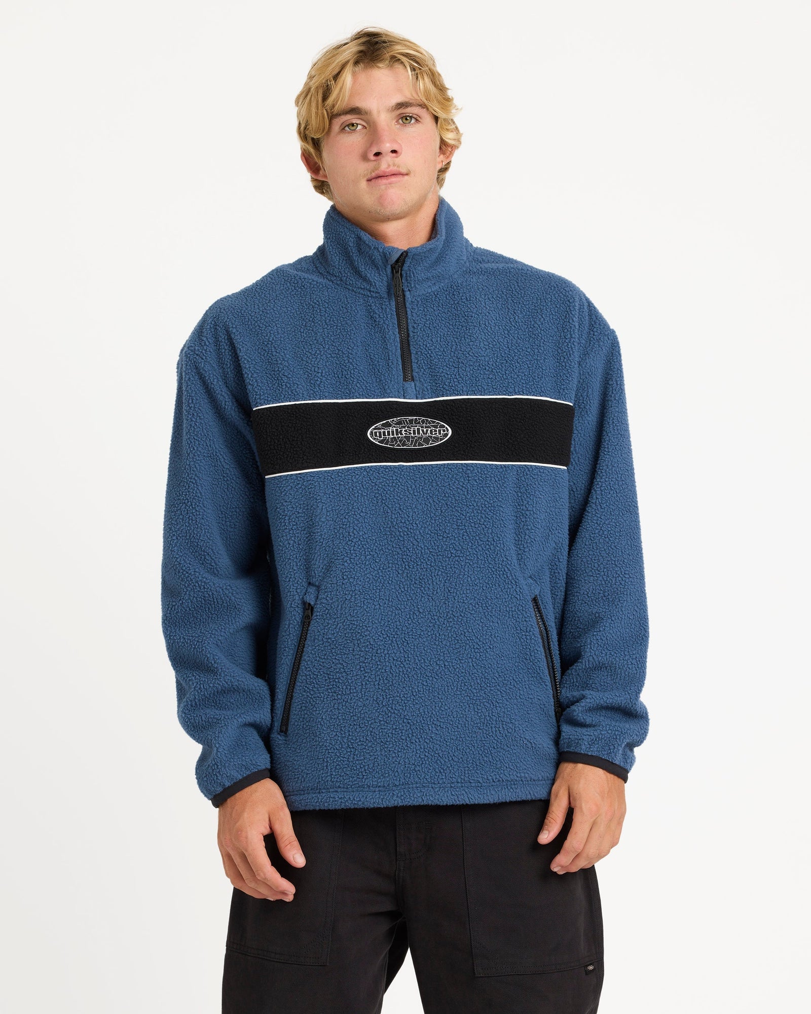 Mens Mercury Panel Sweater Dark Denim - Image 1
