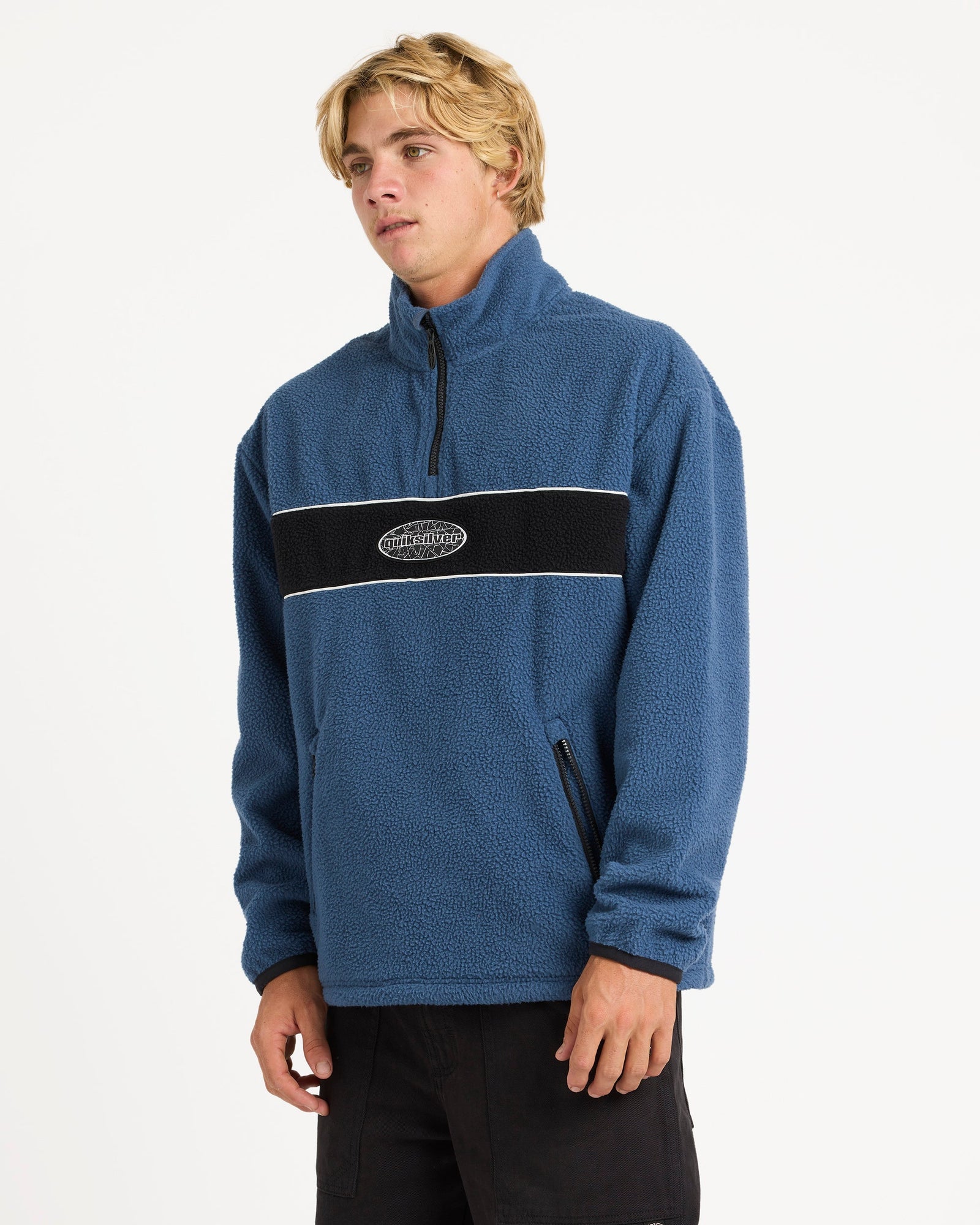 Mens Mercury Panel Sweater Dark Denim - Image 3