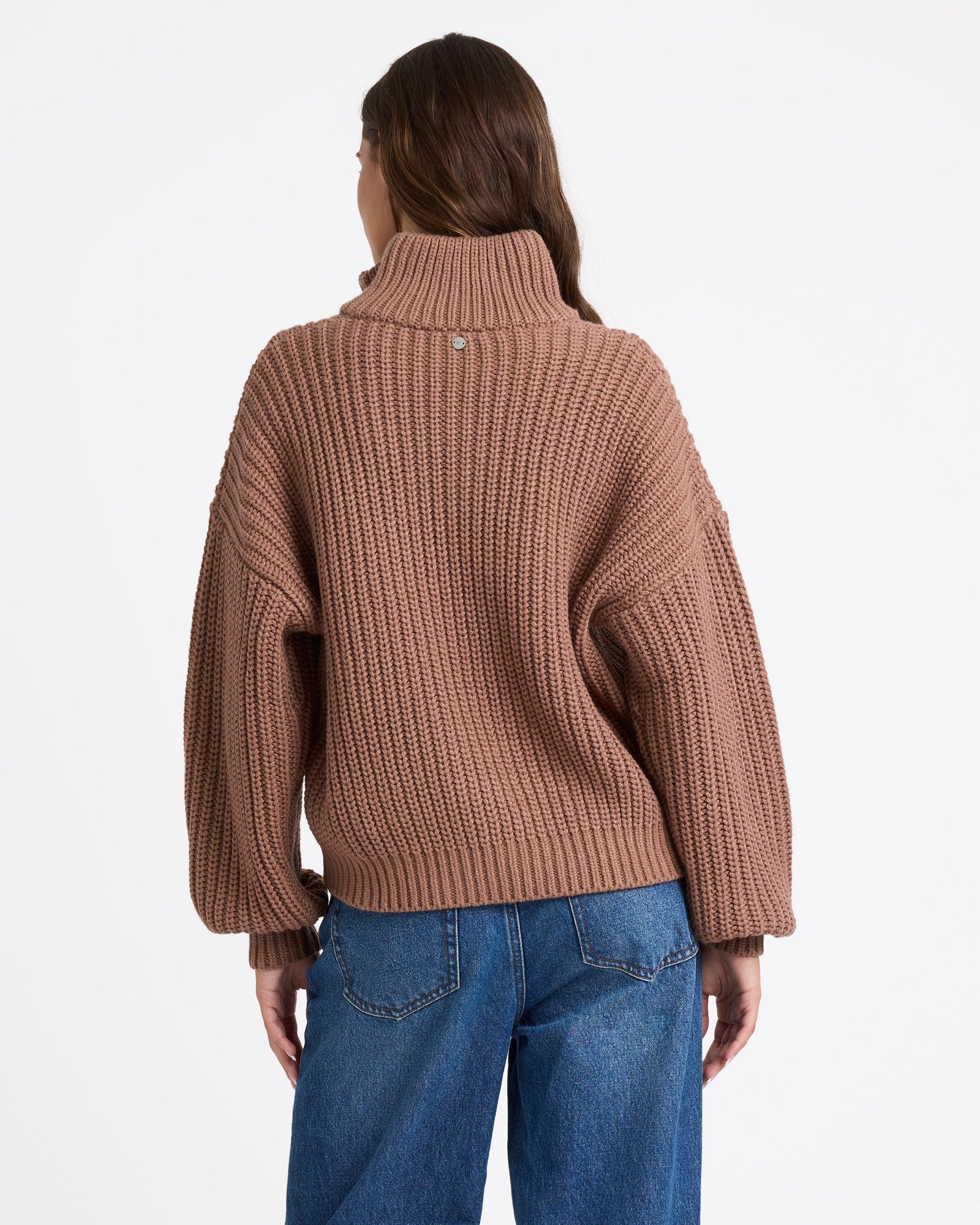 Womens So Cozy Half Zip Sweater Mocha - Image 2