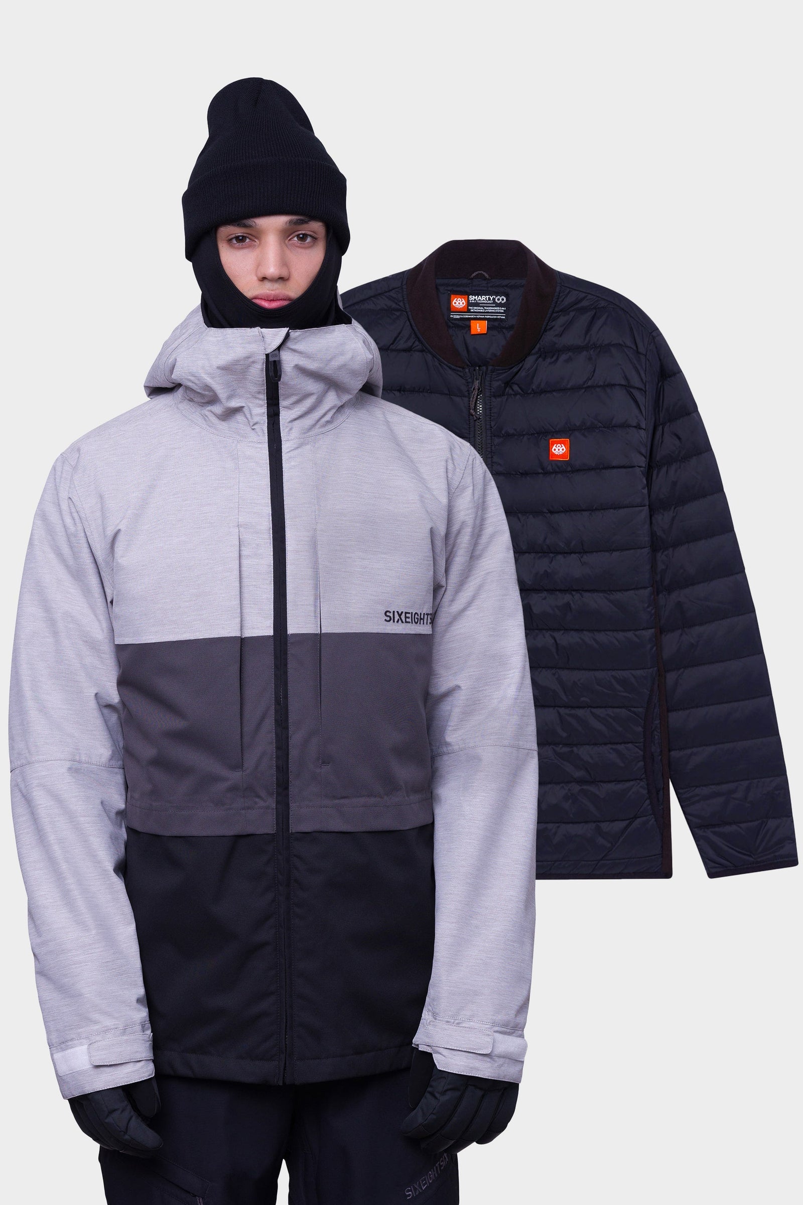 686 Mens Smarty 3-in-1 Form Jacket White Heather Colourblock