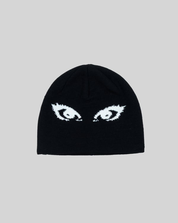 Jacquard Beanie Eyes Black - Image 1