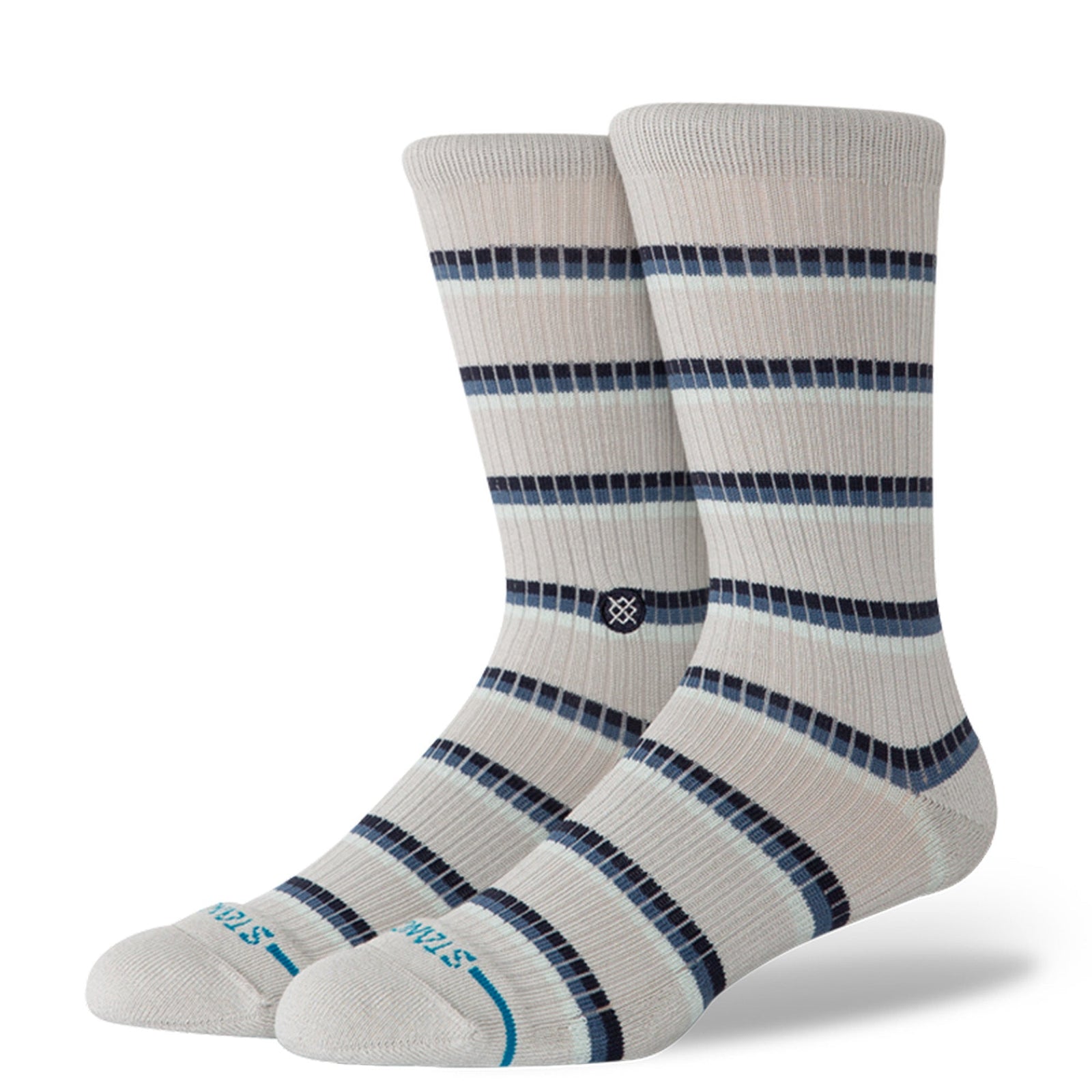 Multistripe Ribbed Crew Socks Grey - Image 1