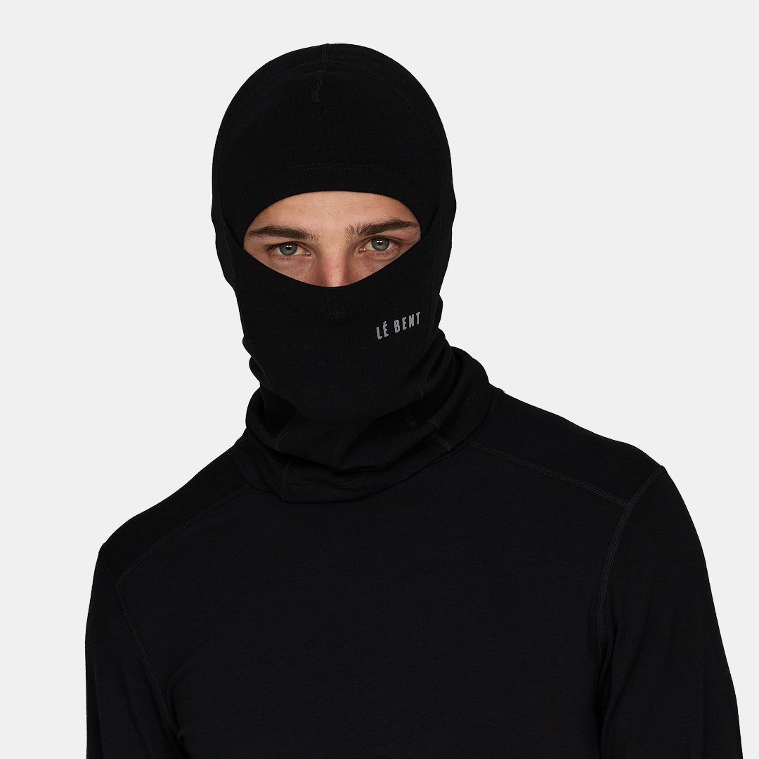 Heavyweight Grid Fleece Merino Balaclava Black - Image 2