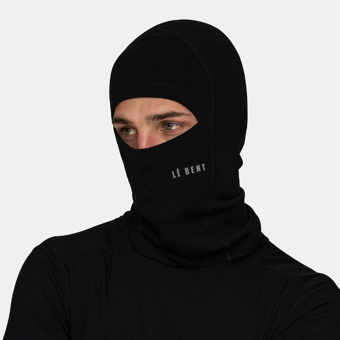 Heavyweight Grid Fleece Merino Balaclava Black - Image 3