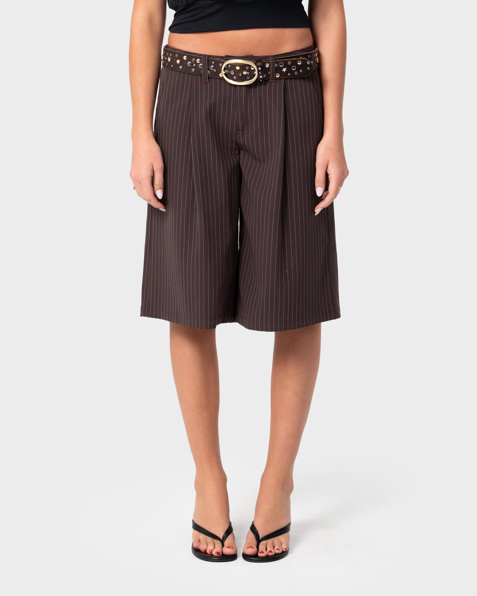 Big Bad Finance Mommy Low Rise Short Java Pinstripe - Image 2
