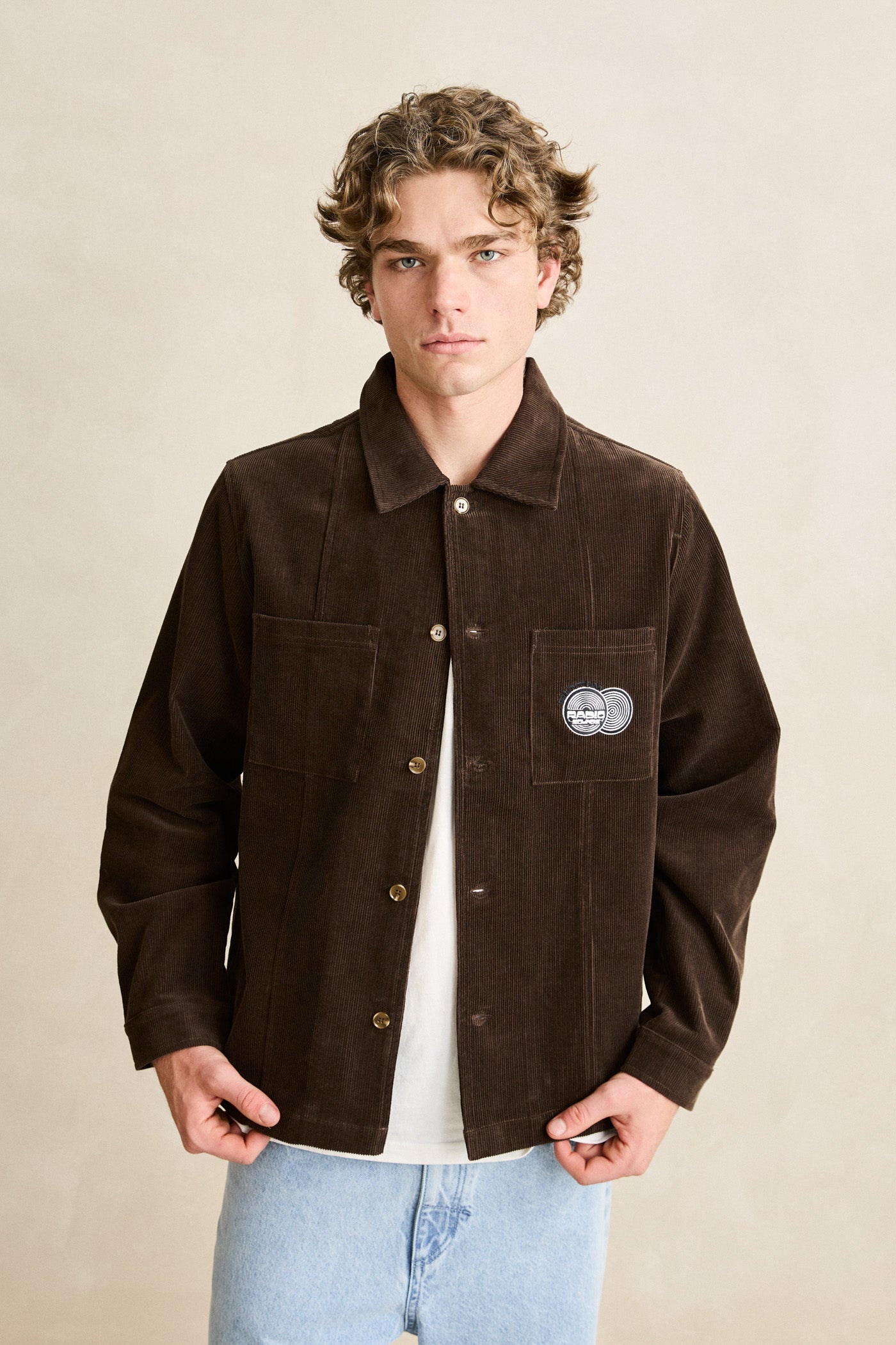 Mens Broadcast Cord Overshirt Chocolate - Image 2