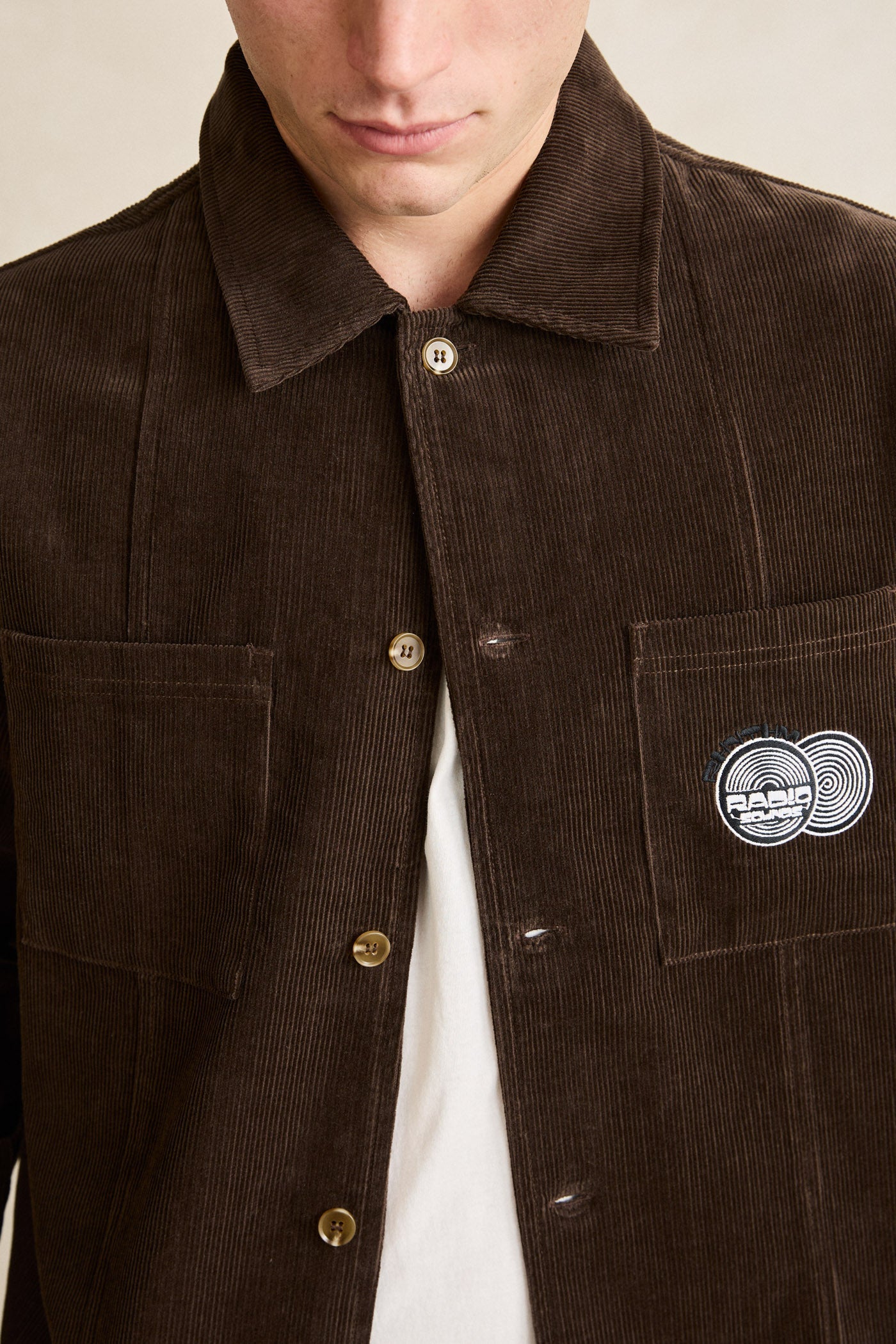 Mens Broadcast Cord Overshirt Chocolate - Image 3