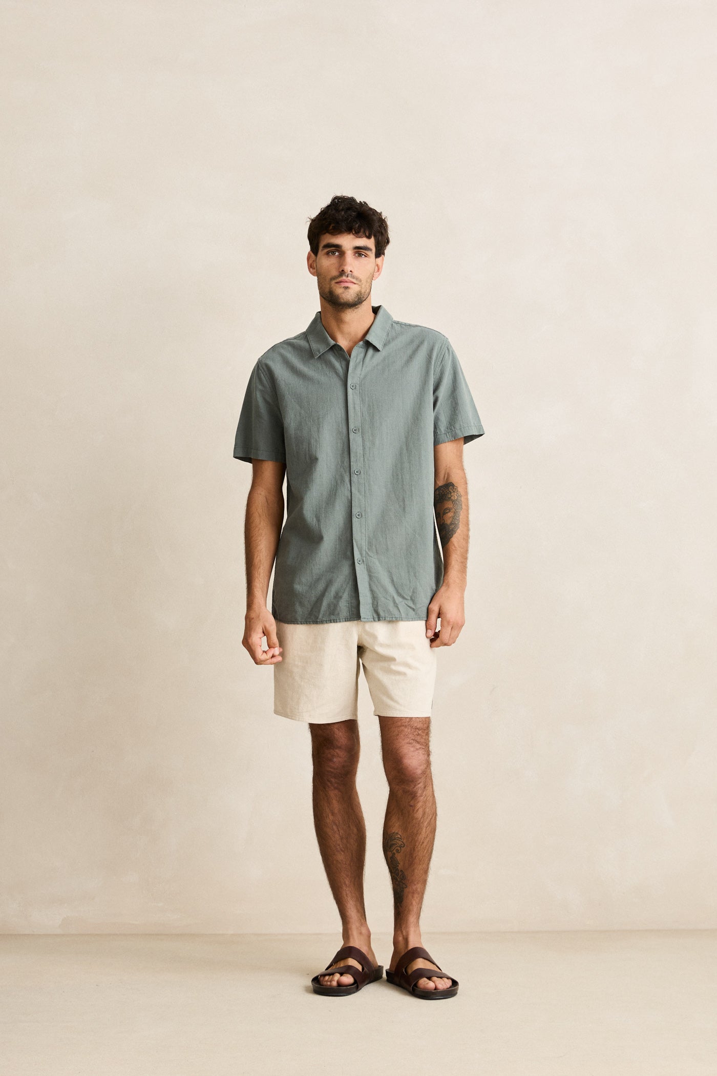 Mens Classic Linen Jam Board Short Sanddune - Image 5