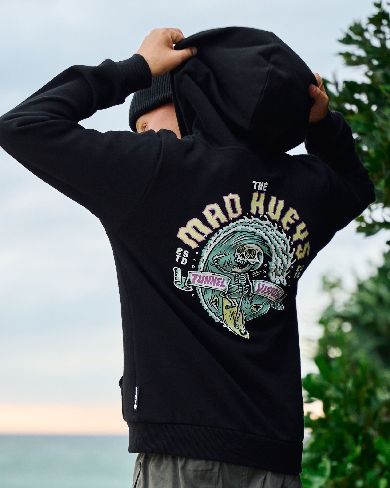 Mens Tunnel Vision Hooded Jumper Black - Image 6