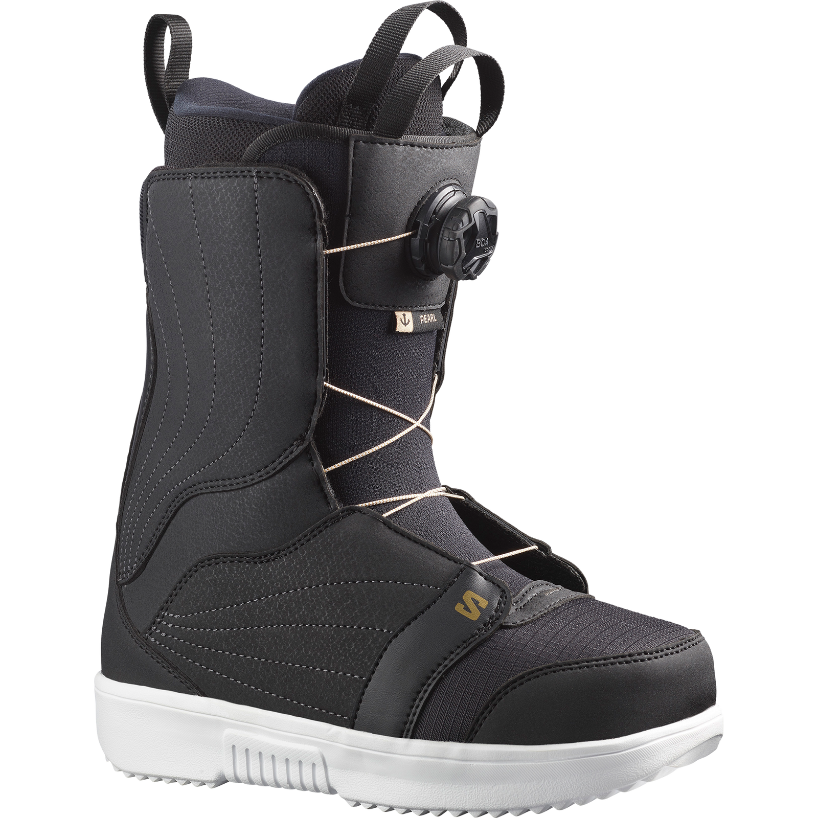 Salomon Pearl BOA Womens Snowboard Boots Black White Gold