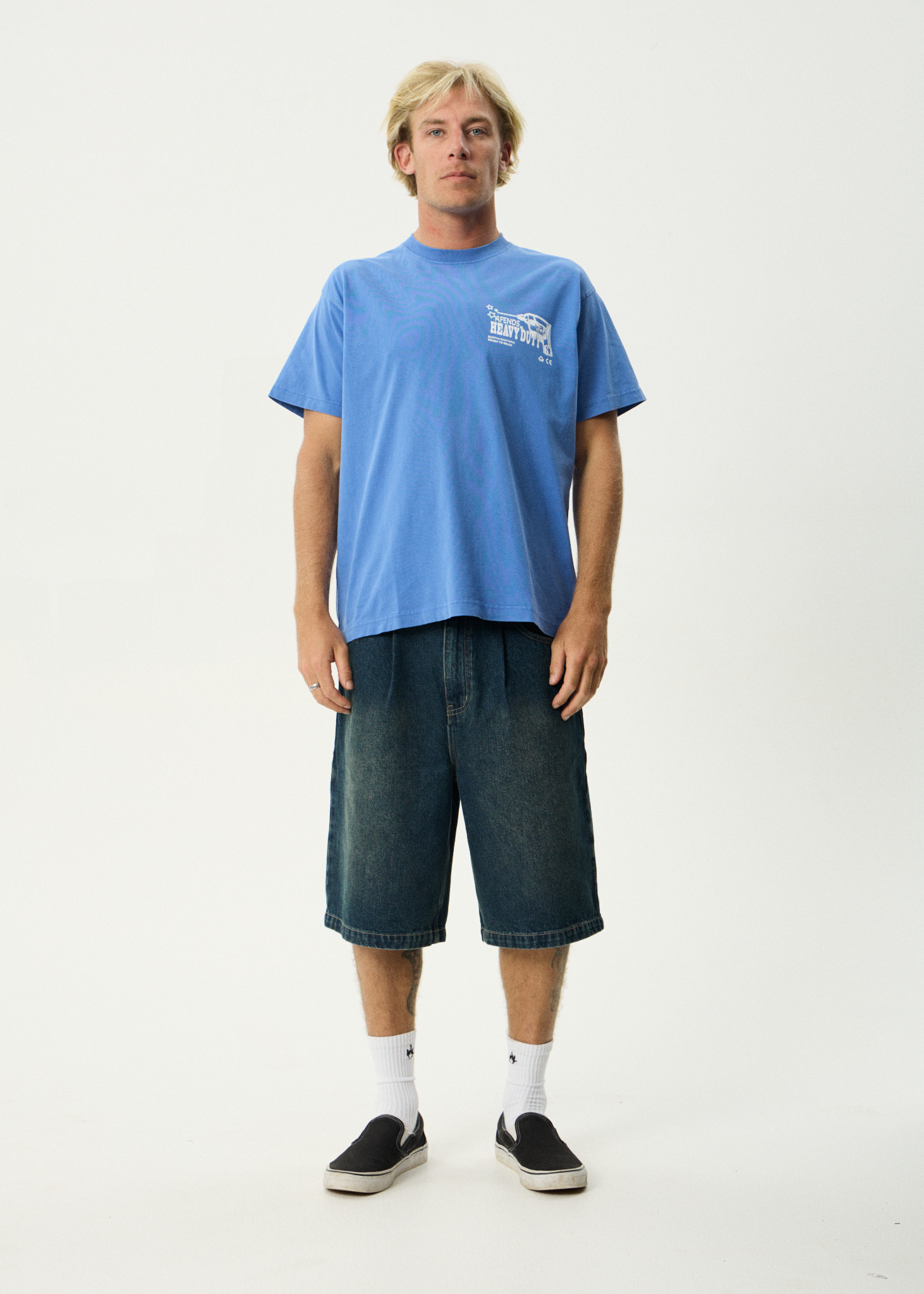 Mens Heavy Duty T Shirt Washed Marina - Image 9