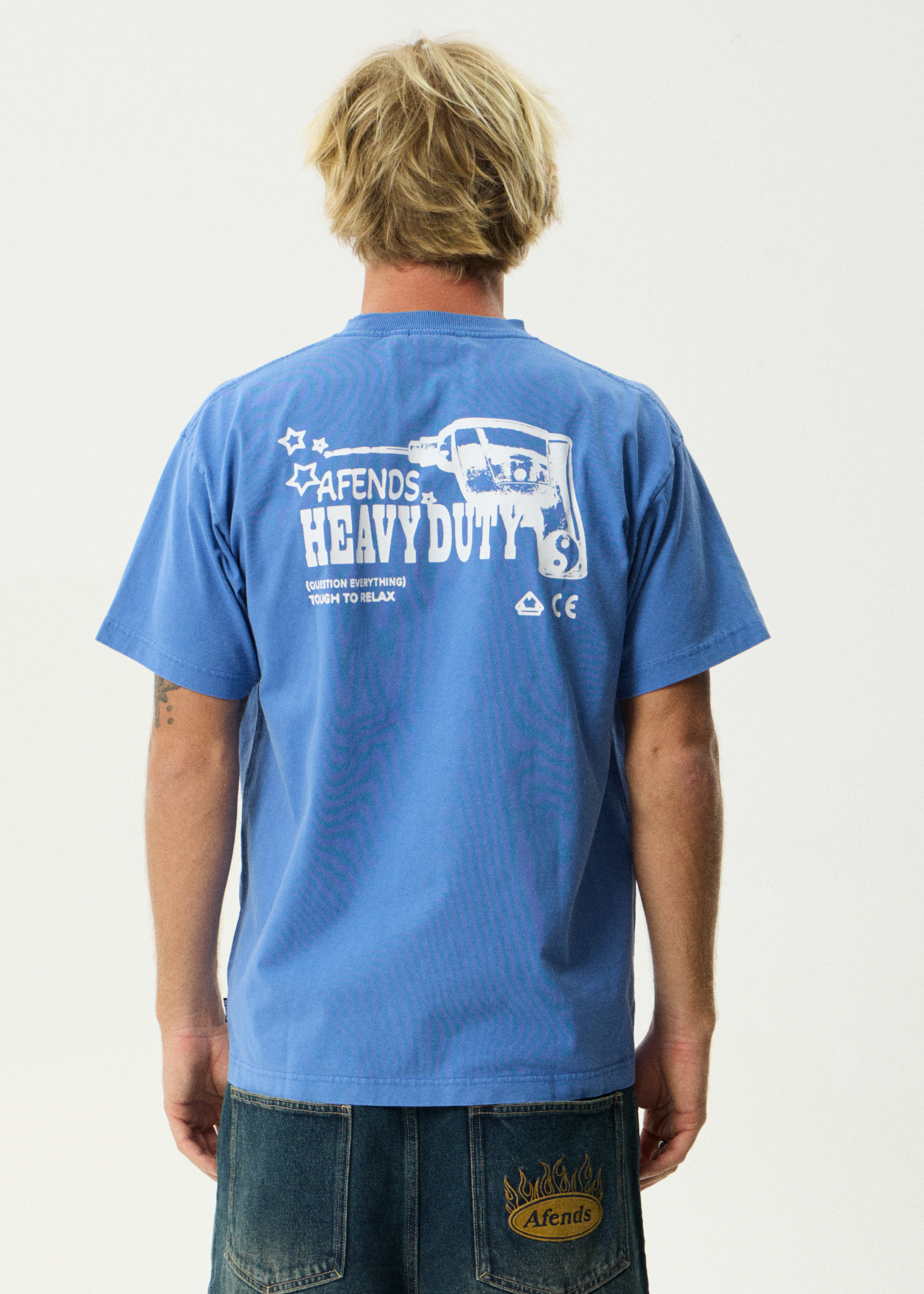 Mens Heavy Duty T Shirt Washed Marina - Image 6