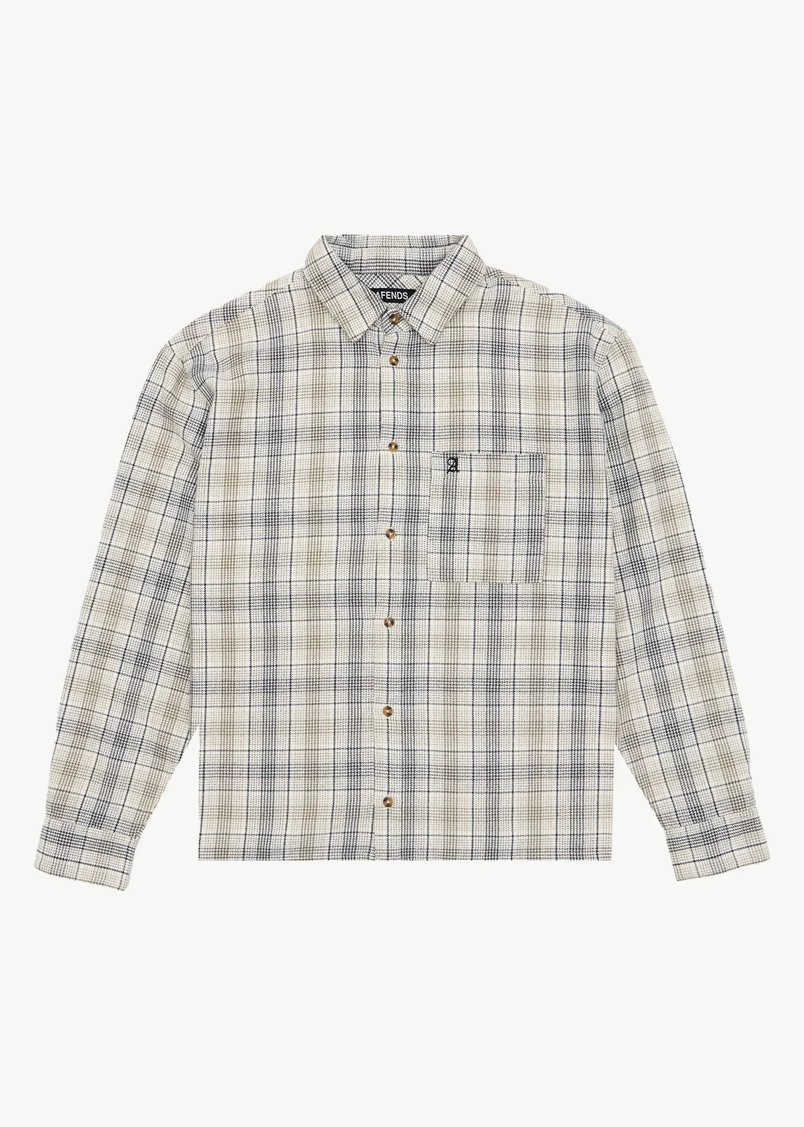 Mens Shelter Long Sleeve White Check - Image 1