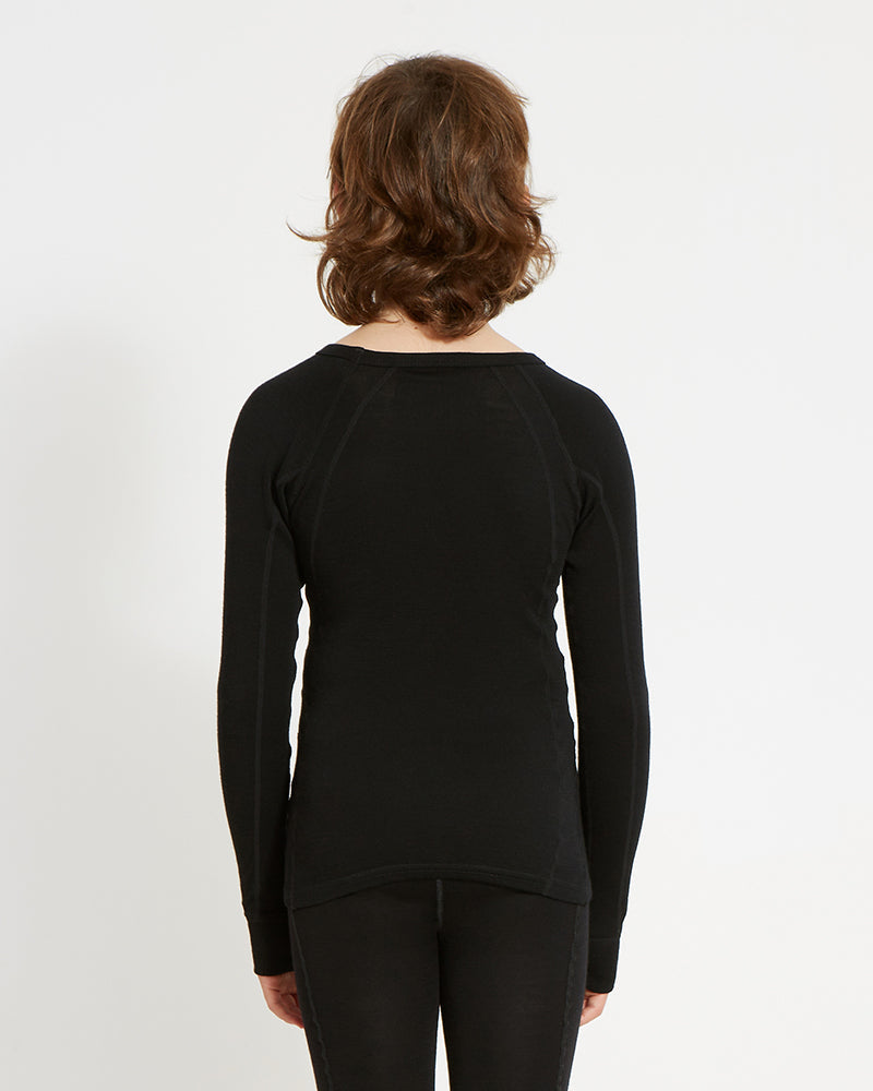 Kids' Merino 230 Wool Thermal Top Black