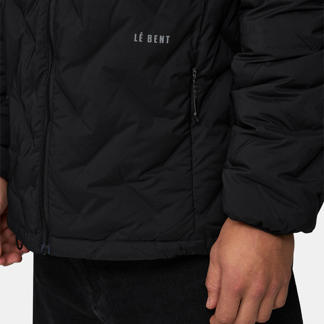 Mens Down Hooded Jacket Apre Jacket Black - Image 4