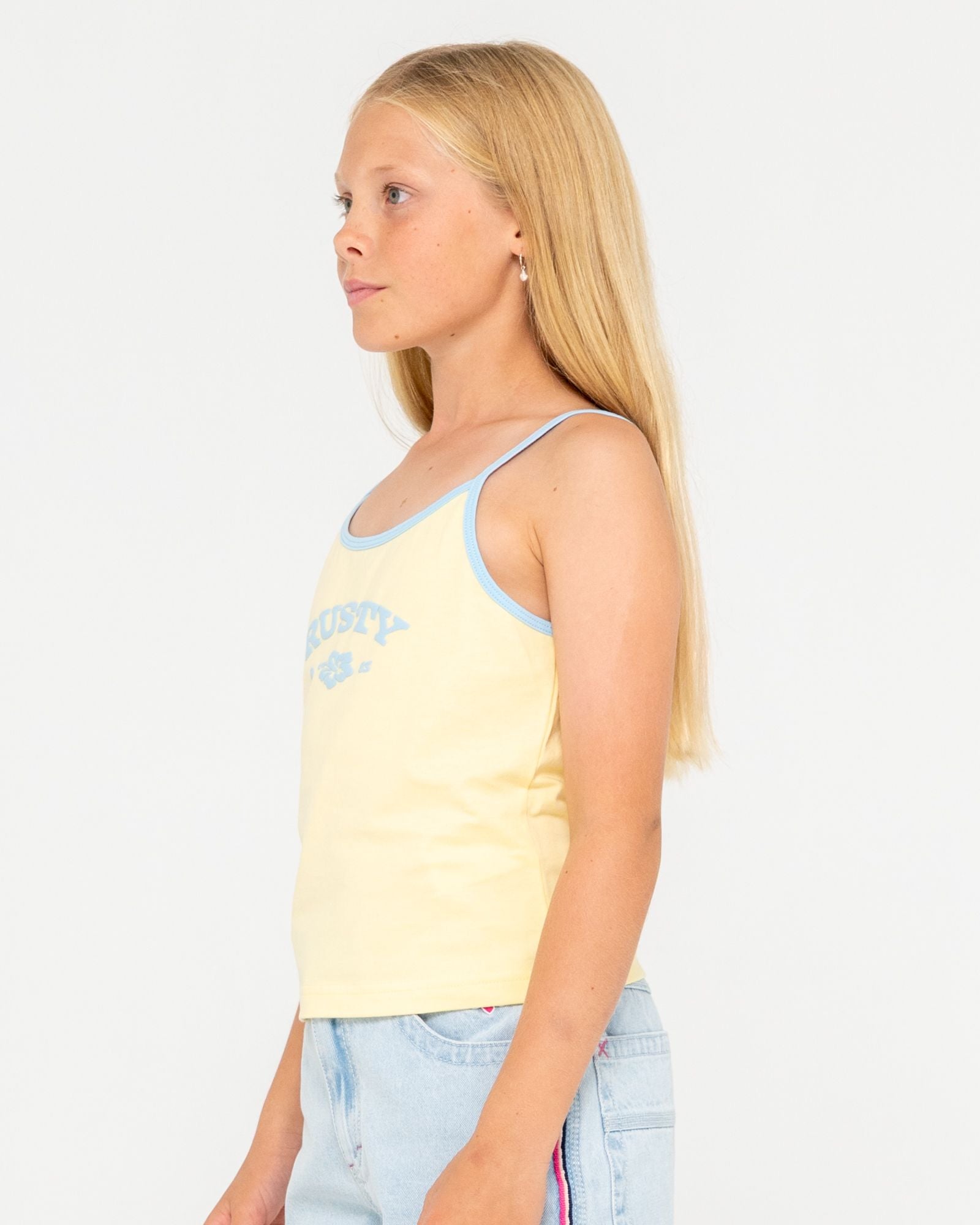 Kids Britney Tank Singlet Pale Banana - Image 3