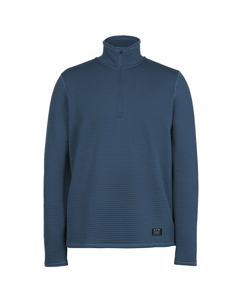 Mens Merino AEROGRID Fleece Hiking Pullover Slate Blue