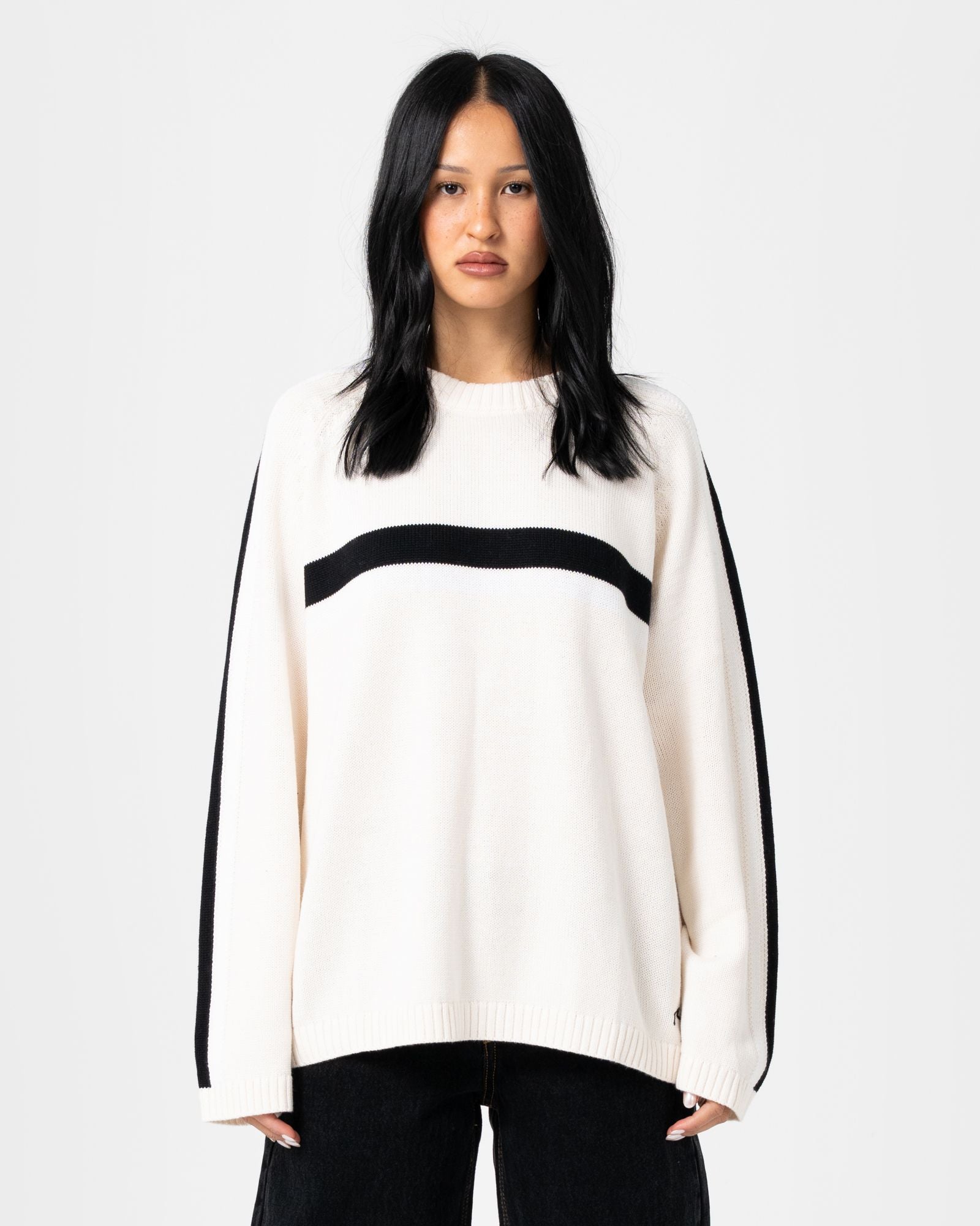 Womens White Lines Knitwear Cream / Black - Image 2