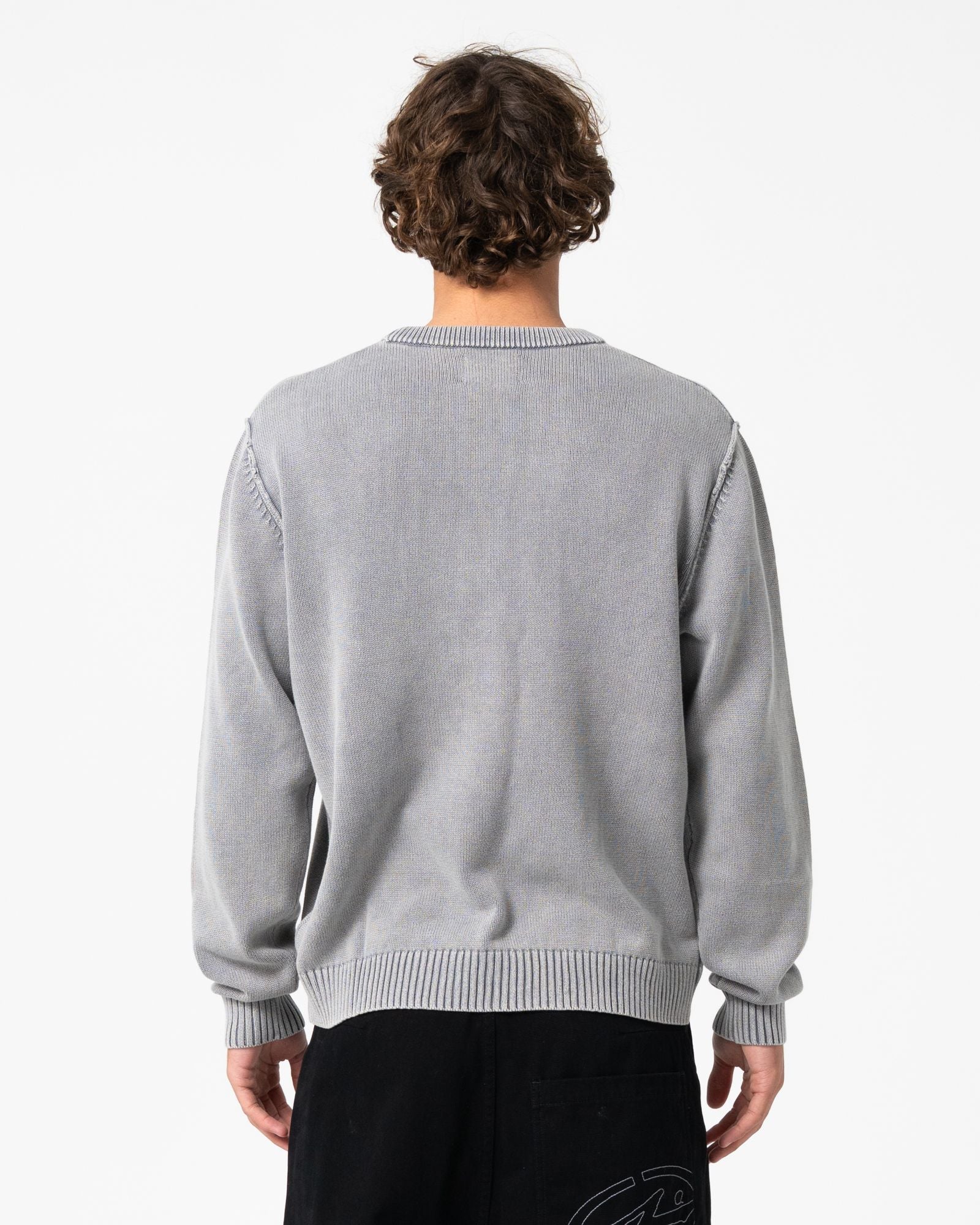Mens Saxon Graphic Sweater Steel Blue - Image 4