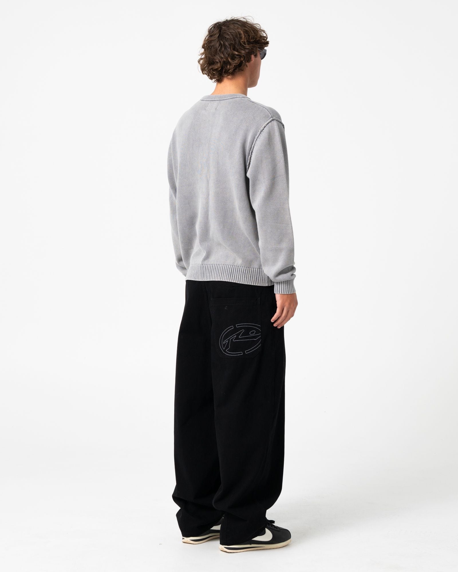 Mens Saxon Graphic Sweater Steel Blue - Image 5