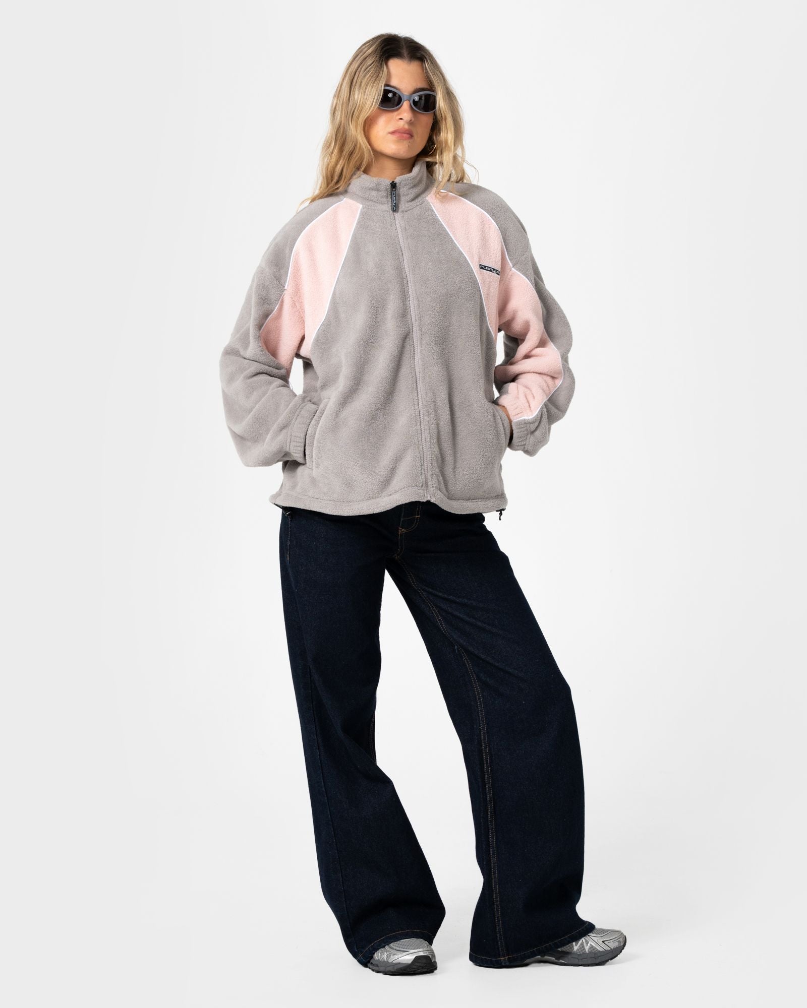 Two Tides Zip Through Sherpa Fleece Pink A Boo / Grey - Image 1