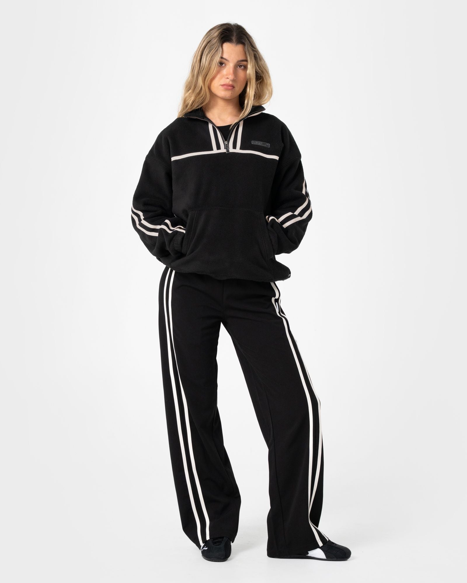 Womens Bind Me Up Contrast Polar Fleece Sweater Black - Image 1