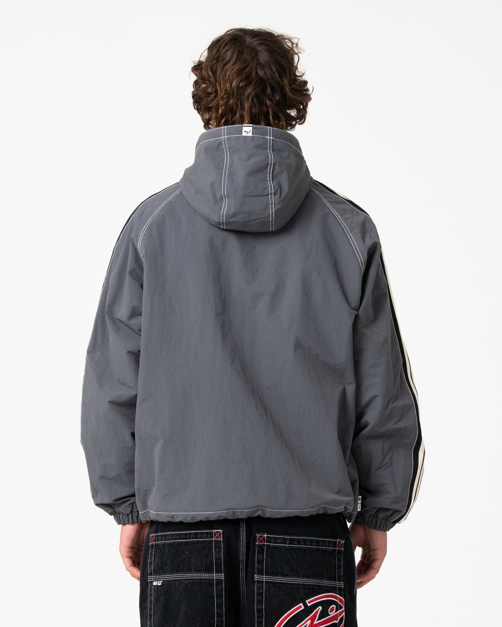 Mens Lock Out Hooded Jumper Steel Blue - Image 3