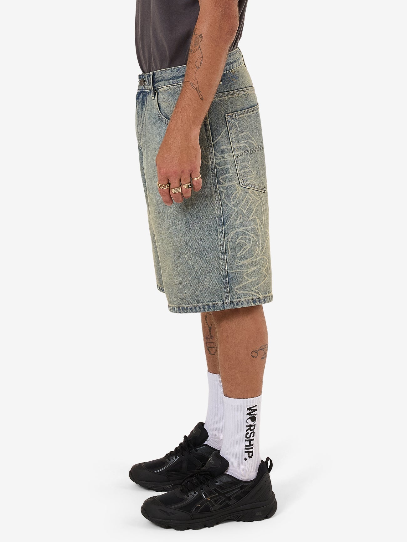 Throws Big Dawg Jean Short - Garage Grime Blue