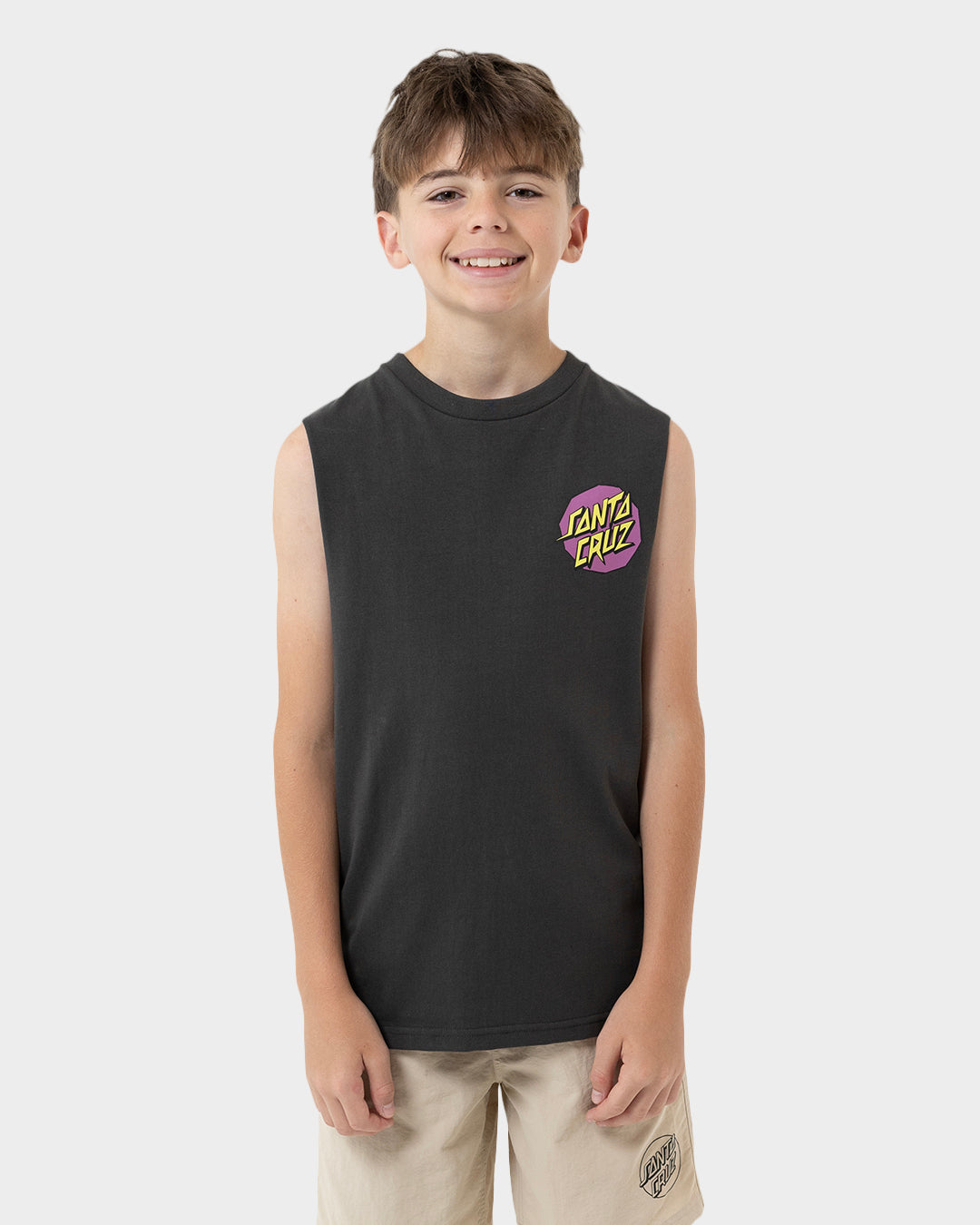 Kids Meek Scratched Slasher Singlet Onyx - Image 1