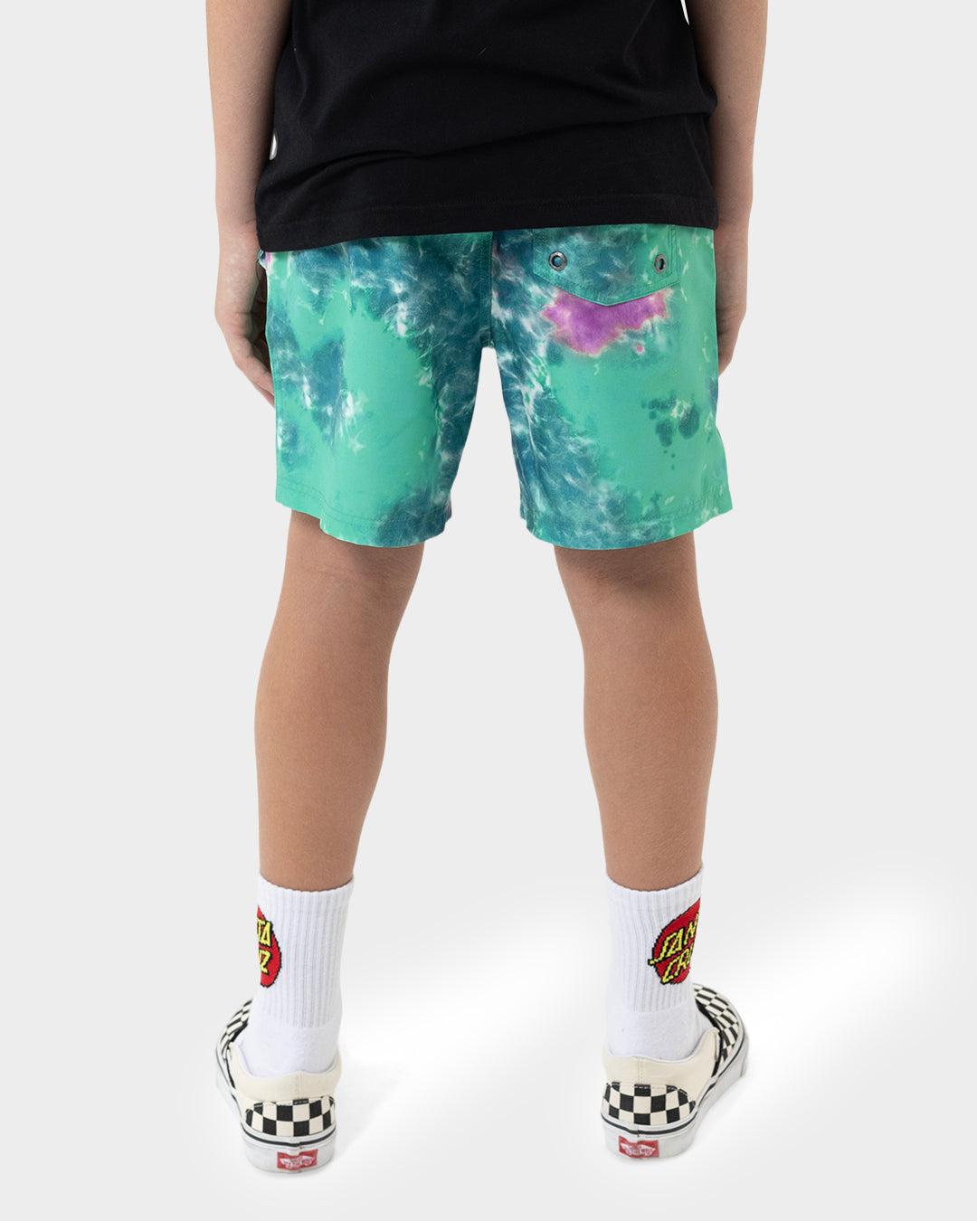 Kids Industrial Dot Mono Board Short Light Green Tie Dye - Image 10