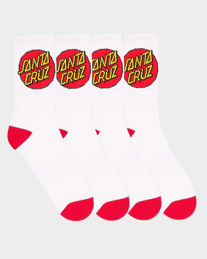 Mens Classic Dot Crew Socks (4 Pack) White - Image 1