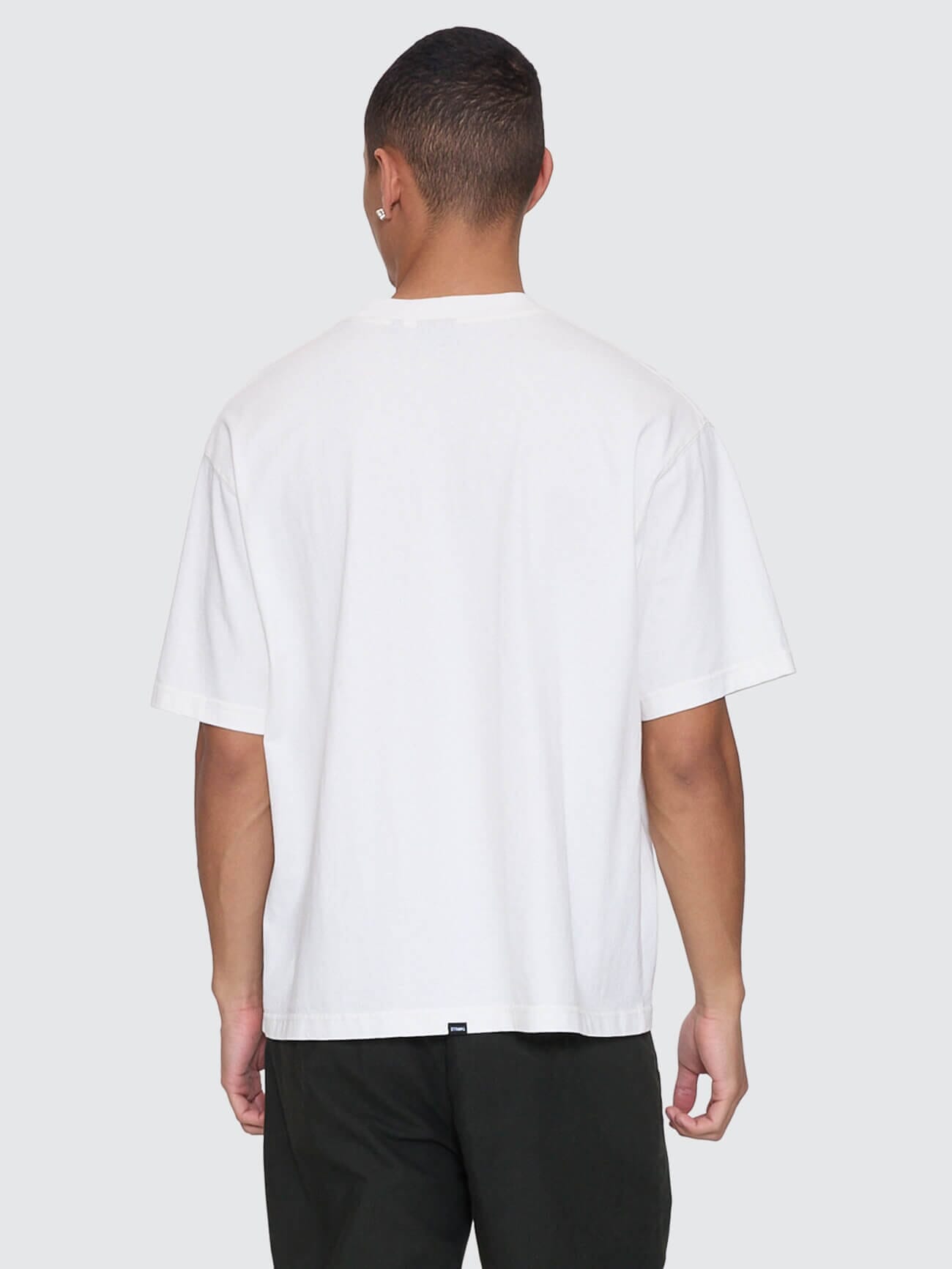 Mens Stagger Box Fit Oversize Cropped T Shirt Snow White - Image 6